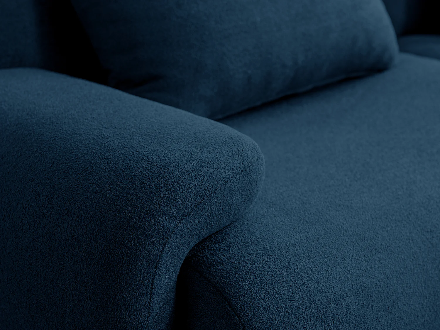 Canapé d'angle modulaire MILYSOFA SOFATIME 4 places avec méridienne Tissu fine bouclette Bleu profond