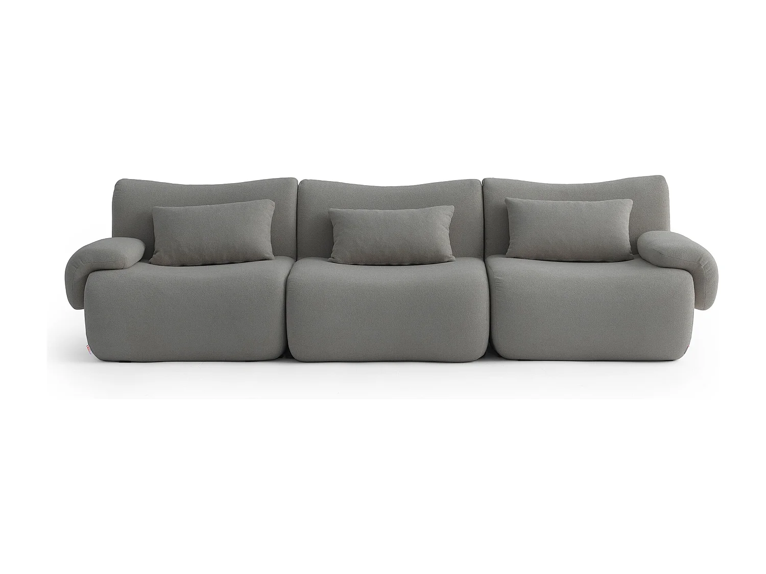 Canapé droit modulaire MILYSOFA SOFATIME 3 places Tissu fine bouclette Gris nuage