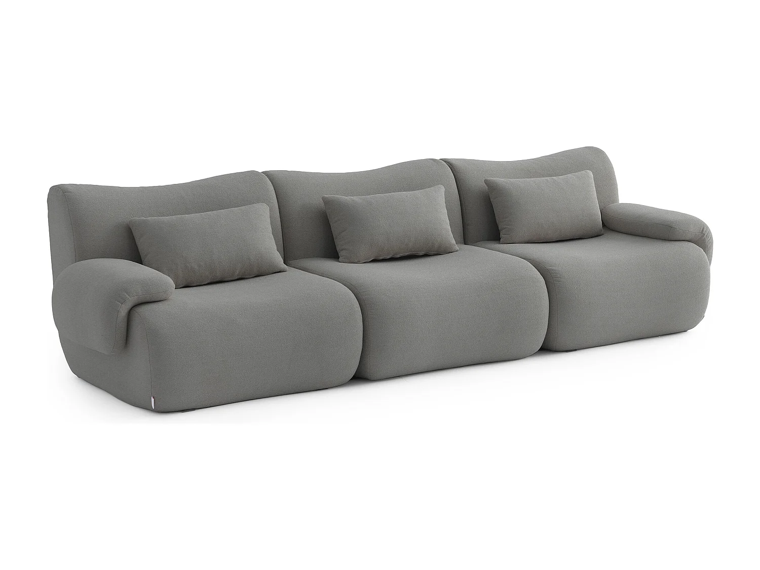 Canapé droit modulaire MILYSOFA SOFATIME 3 places Tissu fine bouclette Gris nuage