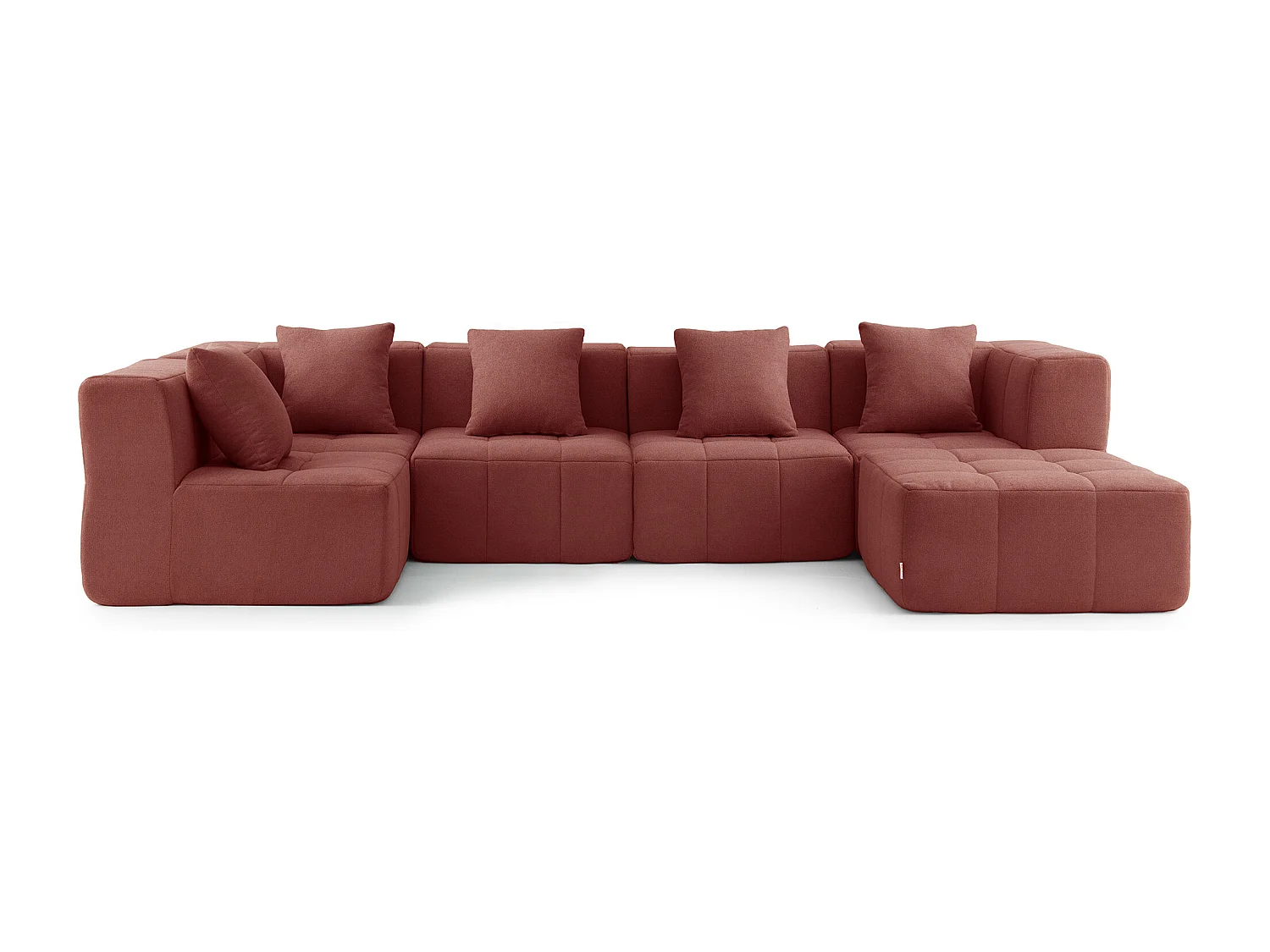 Canapé d'angle modulaire MILYSOFA SOFABULOUS 5 places avec méridienne Tissu fine bouclette Rouge terracotta