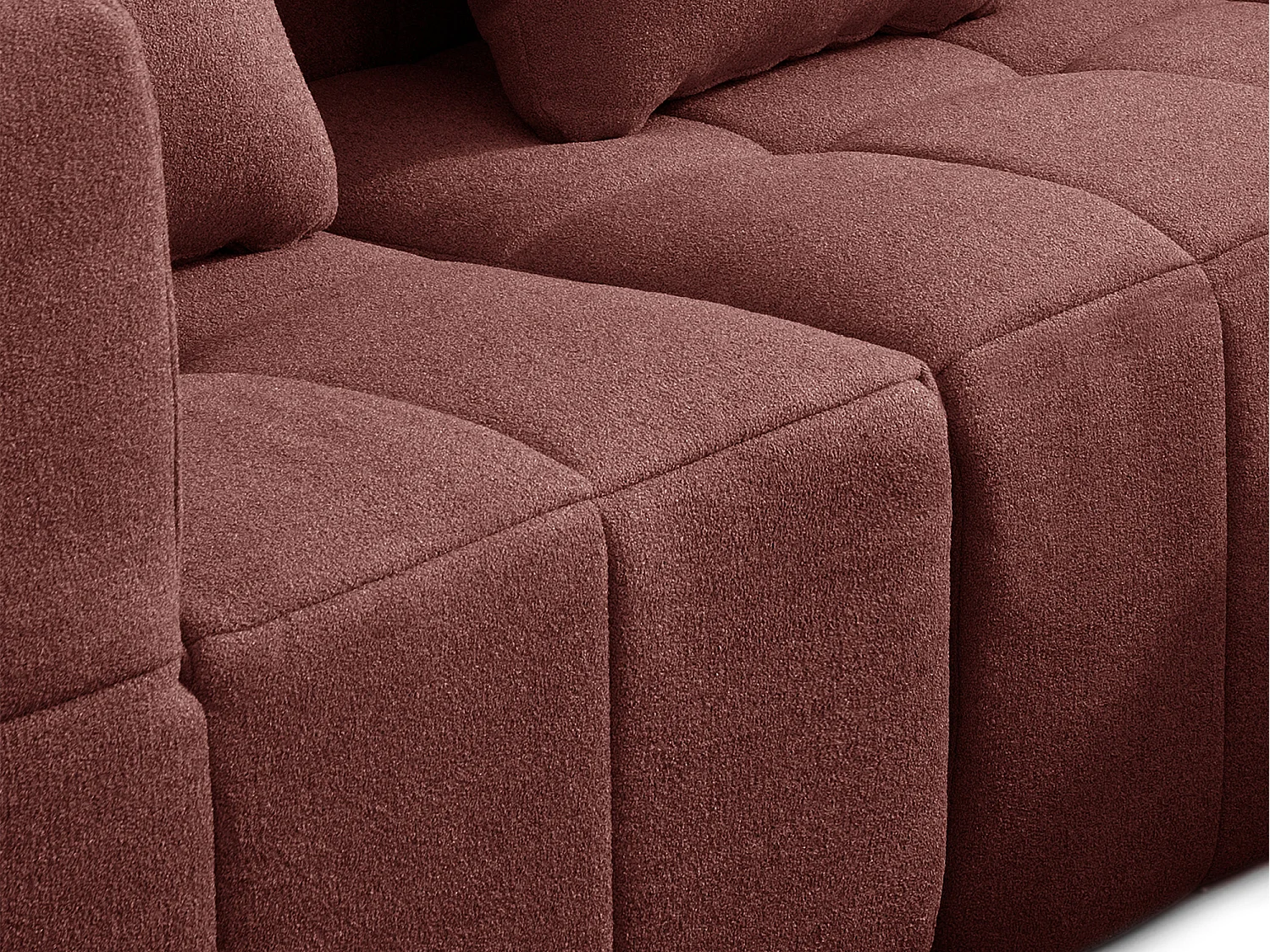 Canapé d'angle modulaire MILYSOFA SOFABULOUS 5 places avec méridienne Tissu fine bouclette Rouge terracotta