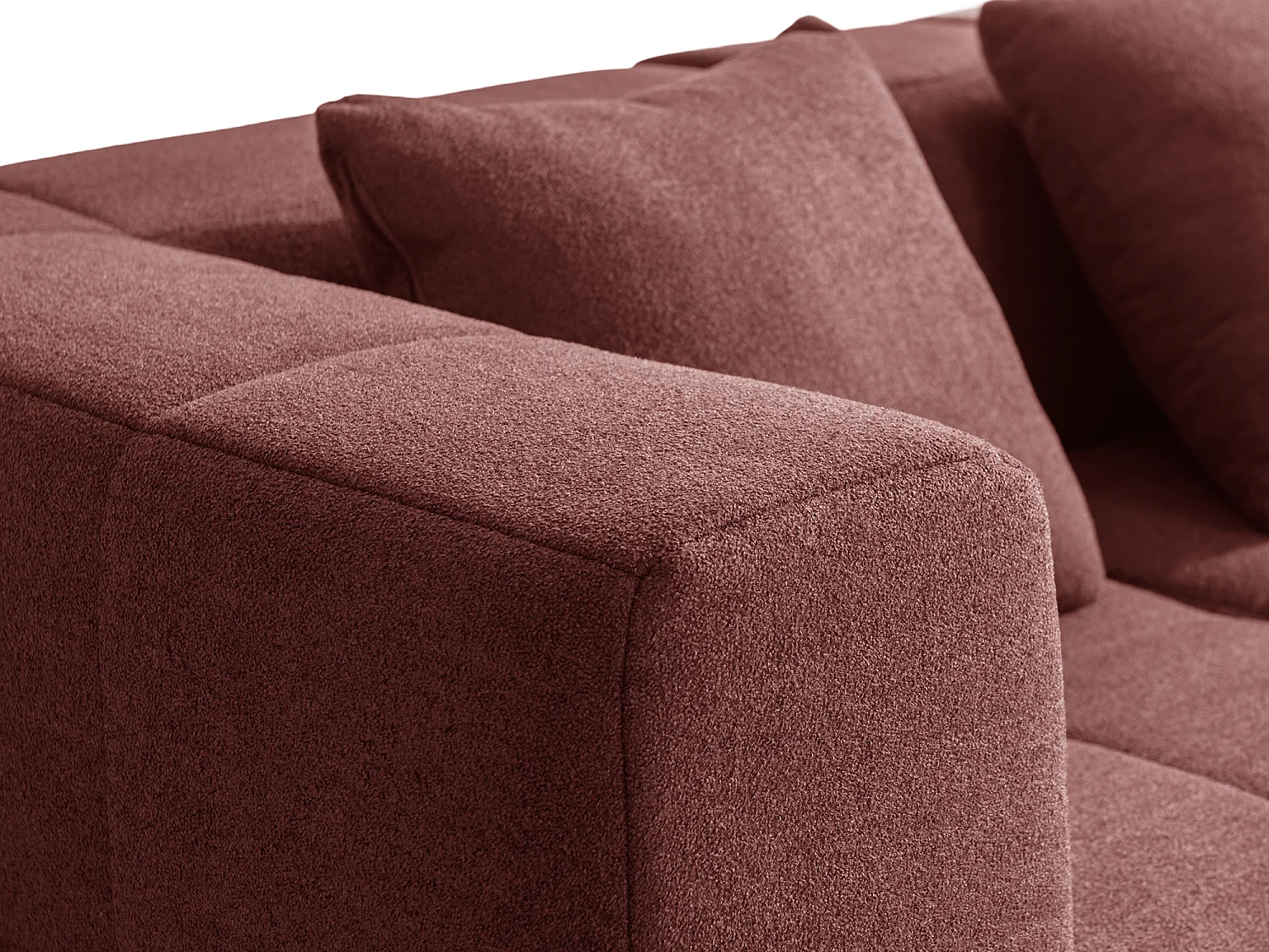 Canapé d'angle modulaire MILYSOFA SOFABULOUS 5 places avec méridienne Tissu fine bouclette Rouge terracotta