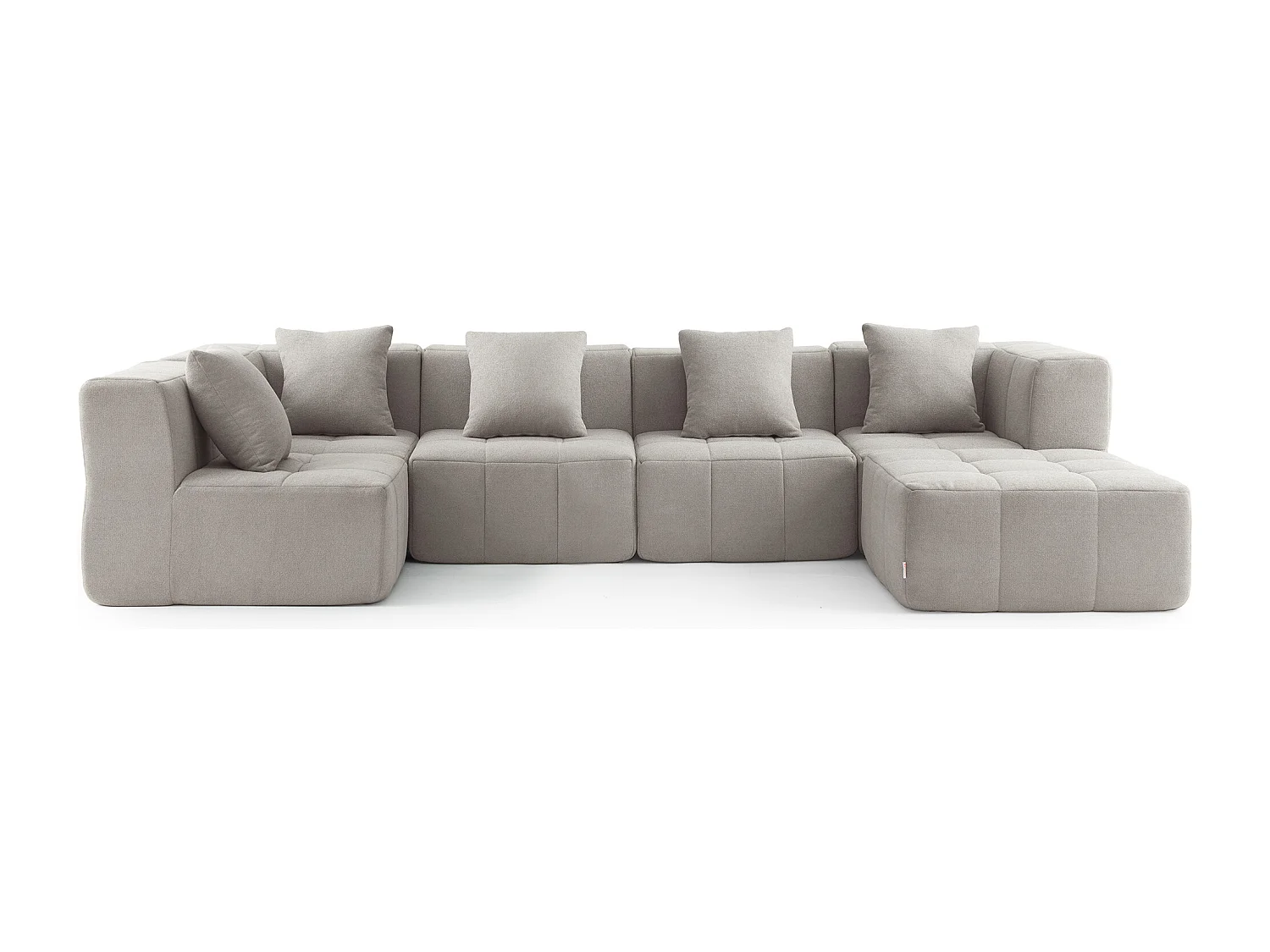 Canapé d'angle modulaire  MILYSOFA SOFABULOUS 5 places avec méridienne Tissu fine bouclette Beige pierre
