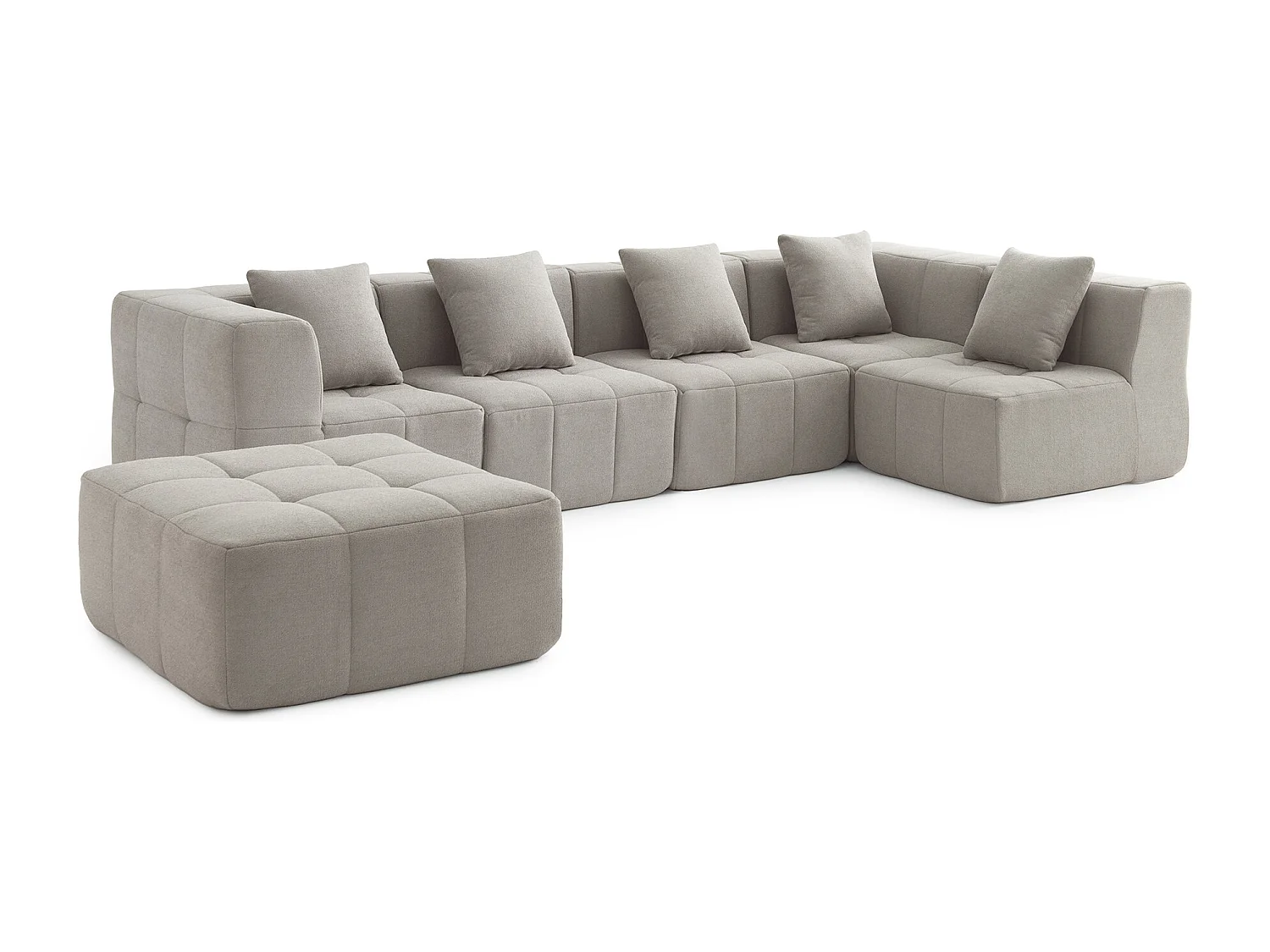 Canapé d'angle modulaire  MILYSOFA SOFABULOUS 5 places avec méridienne Tissu fine bouclette Beige pierre