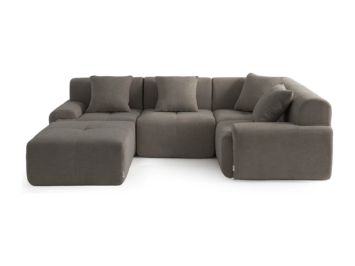 Canapé d'angle modulaire MILYSOFA SOFAMOUS 4 places avec méridienne Tissu chenille Brun cendré