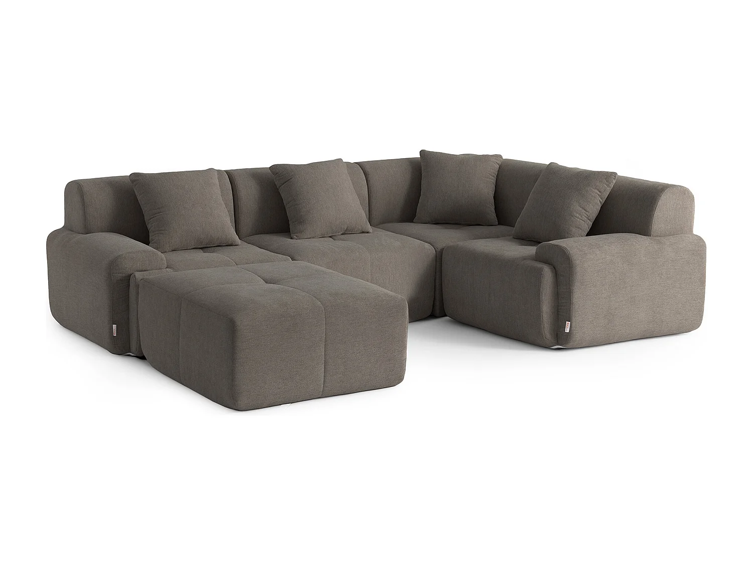 Canapé d'angle modulaire MILYSOFA SOFAMOUS 4 places avec méridienne Tissu chenille Brun cendré