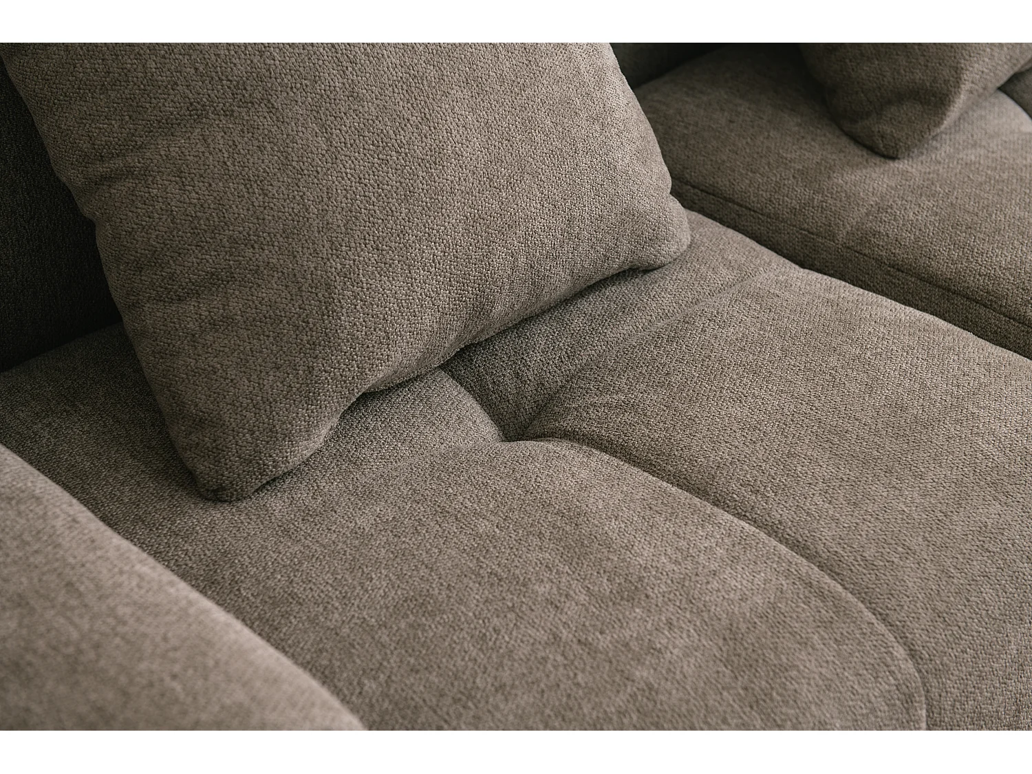 Canapé d'angle modulaire MILYSOFA SOFAMOUS 4 places avec méridienne Tissu chenille Brun cendré