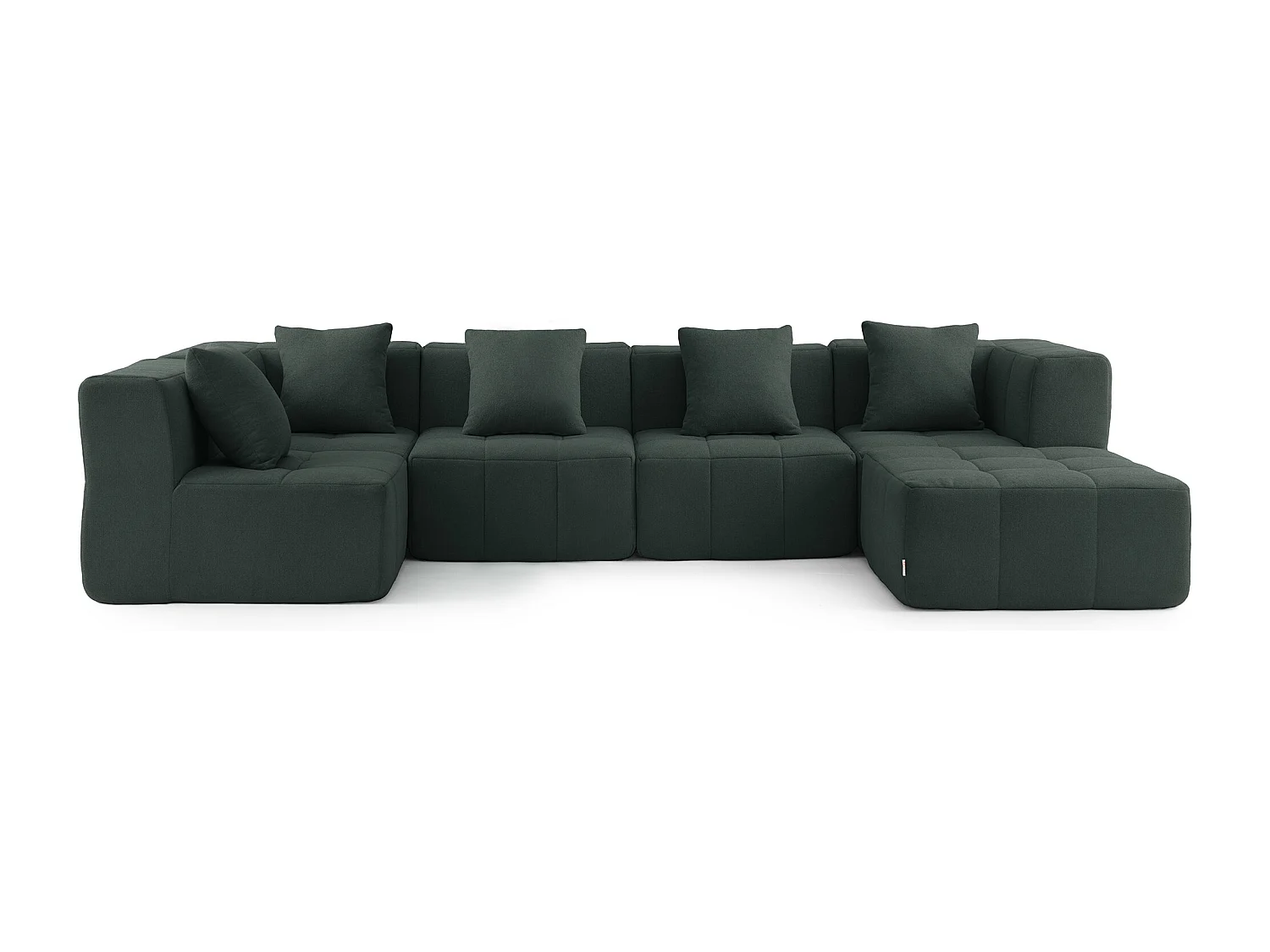 Canapé d'angle modulaire MILYSOFA SOFABULOUS 5 places avec méridienne Tissu fine bouclette Vert foret
