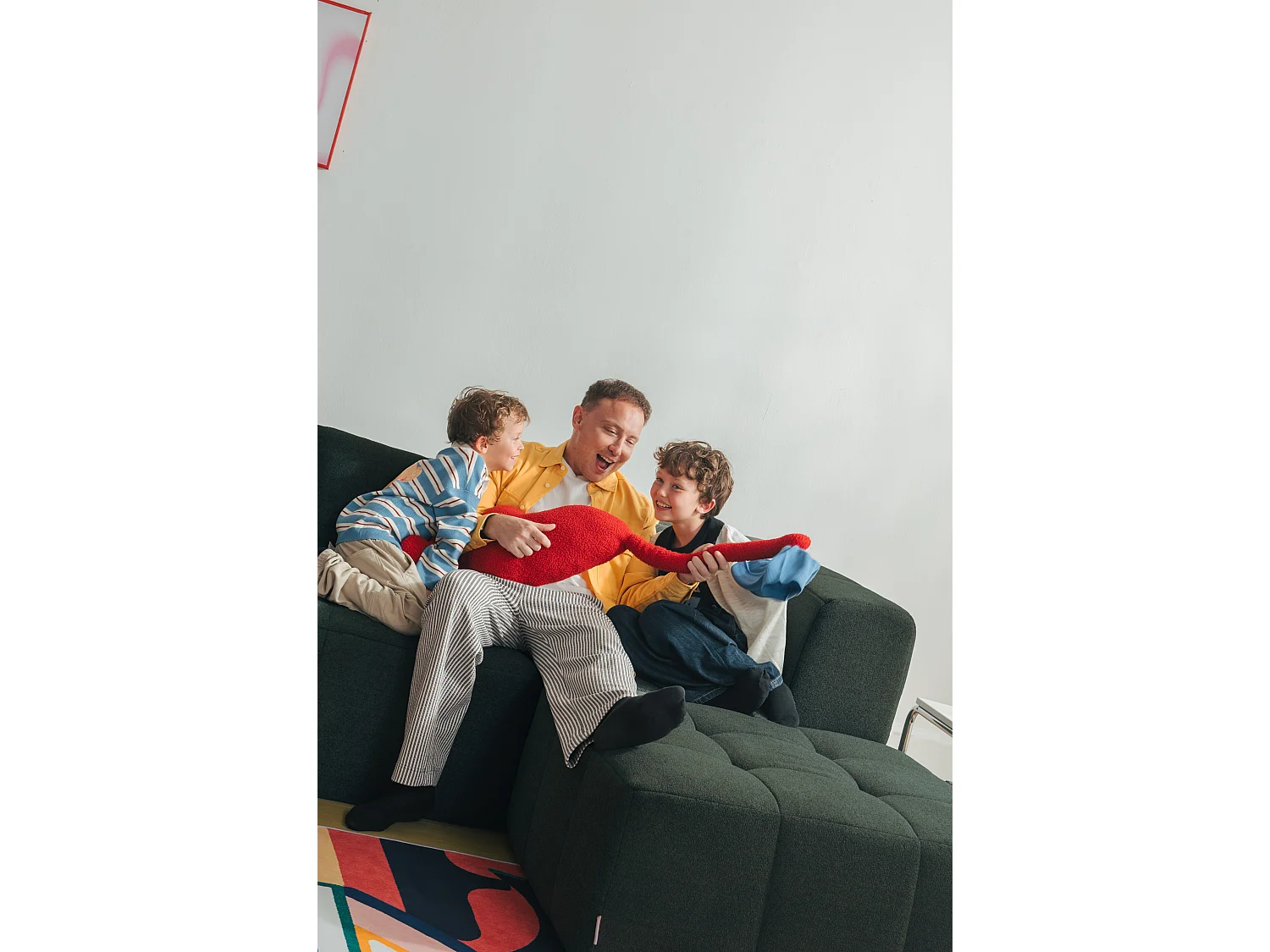 Canapé d'angle modulaire MILYSOFA SOFABULOUS 5 places avec méridienne Tissu fine bouclette Vert foret