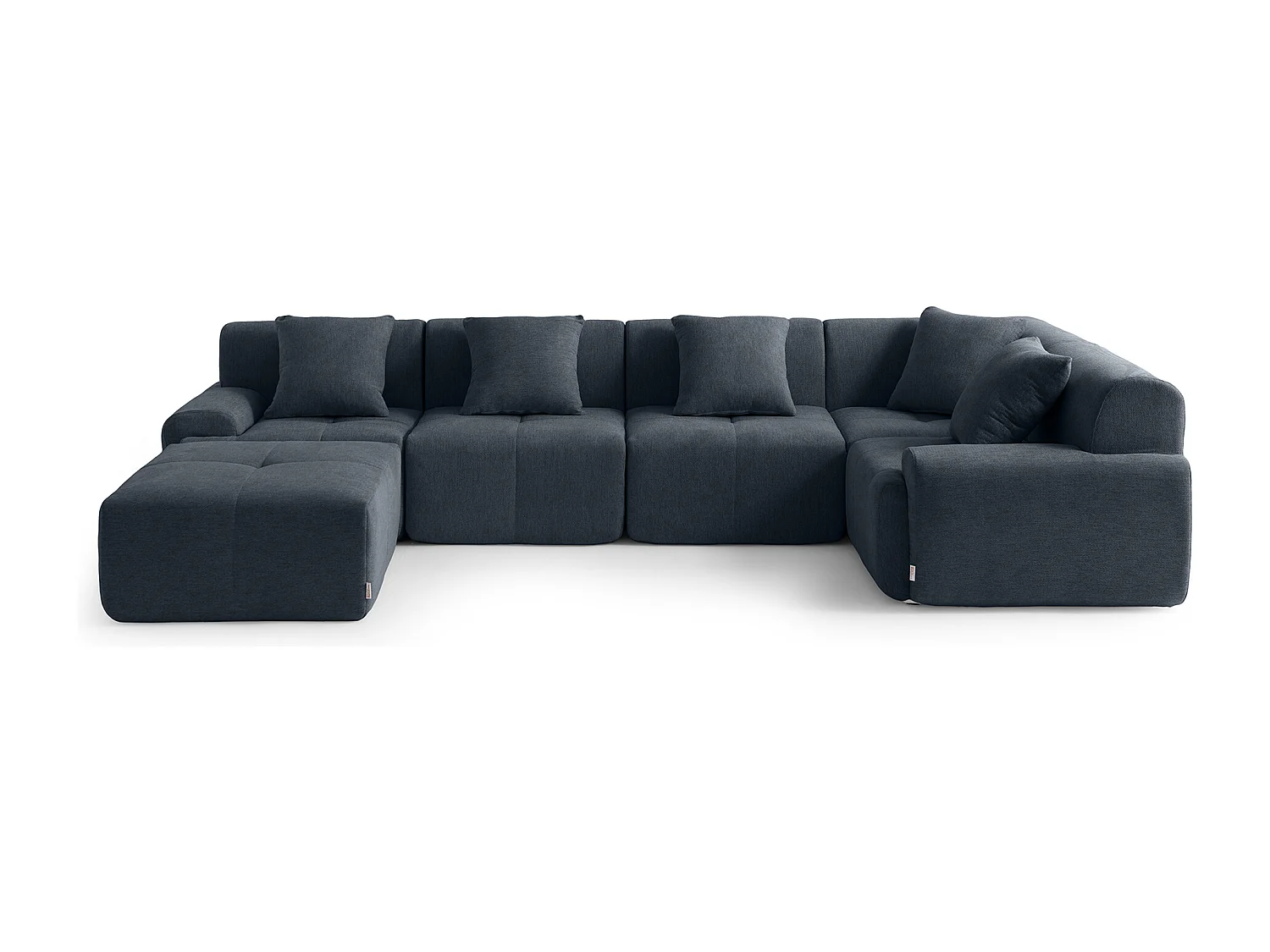 Canapé d'angle modulaire MILYSOFA SOFAMOUS 5 places avec méridienne Tissu chiné Bleu gris