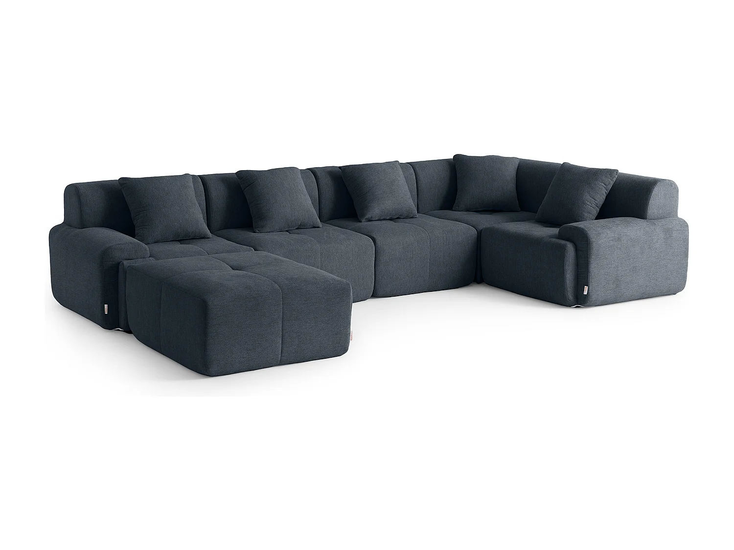 Canapé d'angle modulaire MILYSOFA SOFAMOUS 5 places avec méridienne Tissu chiné Bleu gris