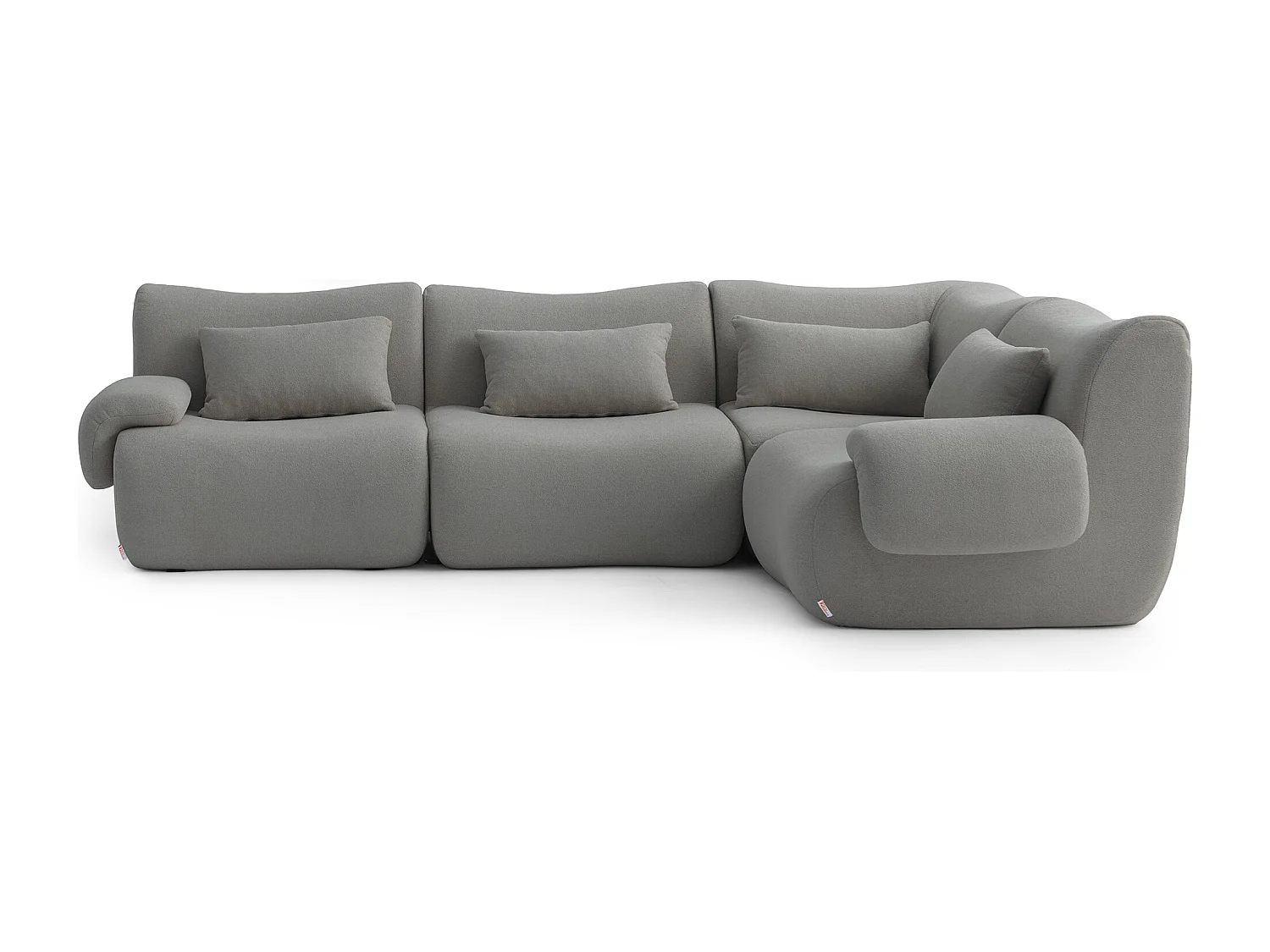 Canapé d'angle modulaire MILYSOFA SOFATIME 4 places Tissu fine bouclette Gris nuage