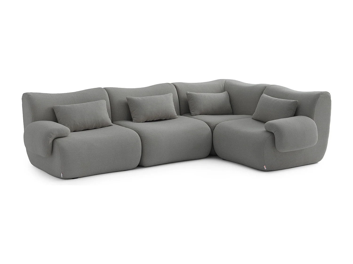 Canapé d'angle modulaire MILYSOFA SOFATIME 4 places Tissu fine bouclette Gris nuage