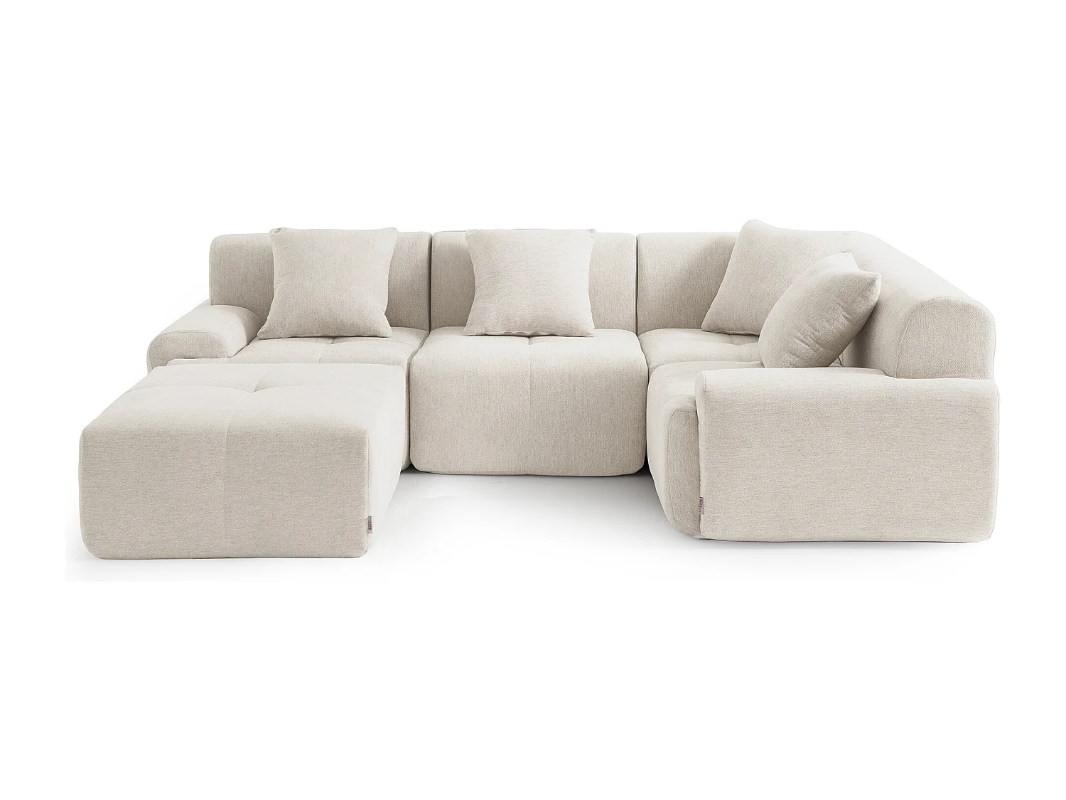 Divano angolare modulare MILYSOFA SOFAMOUS 4 posti con chaise longue in tessuto chenille bianco avorio
