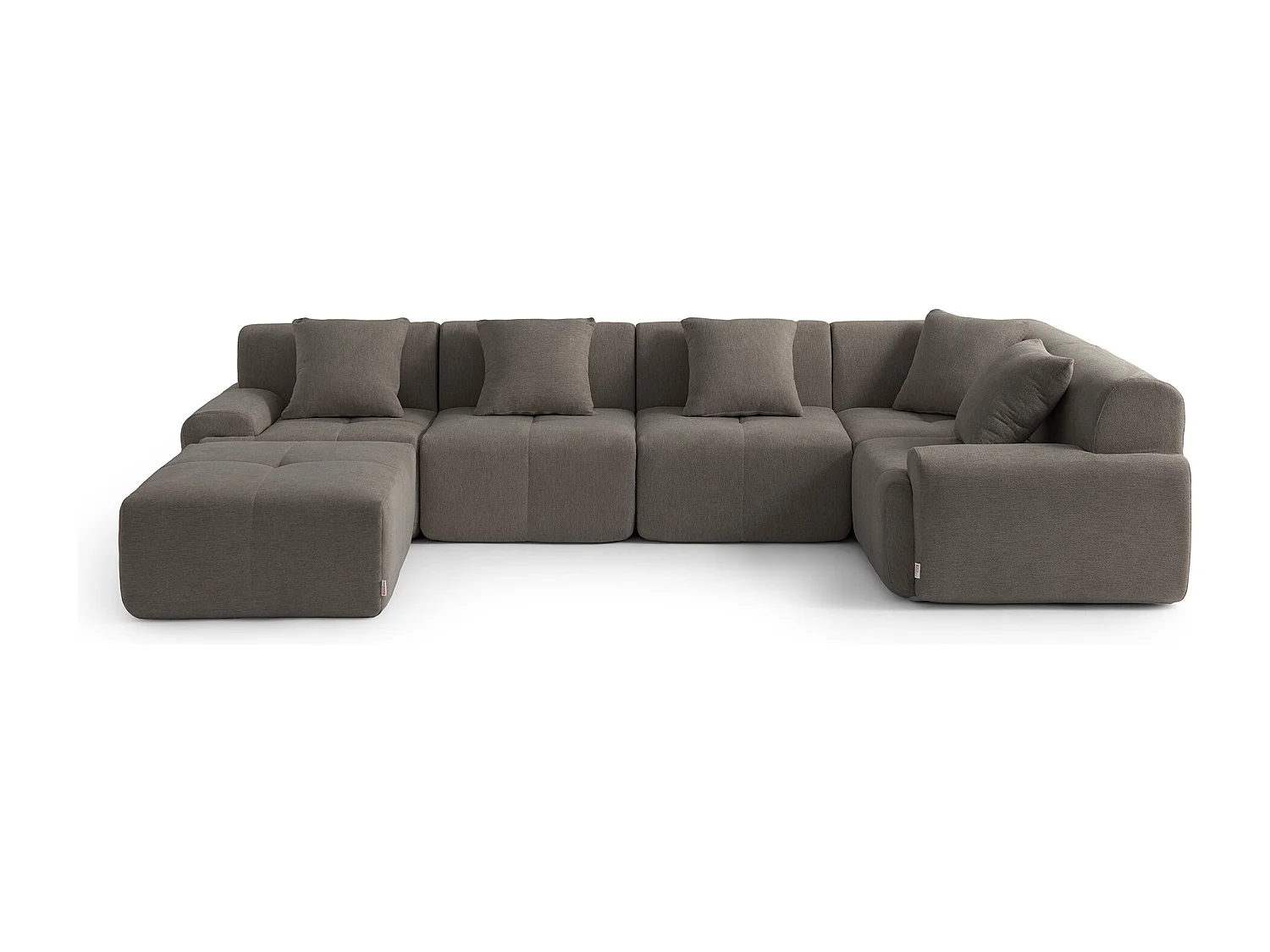 Canapé d'angle modulaire MILYSOFA SOFAMOUS 5 places avec méridienne Tissu chenille Brun cendré
