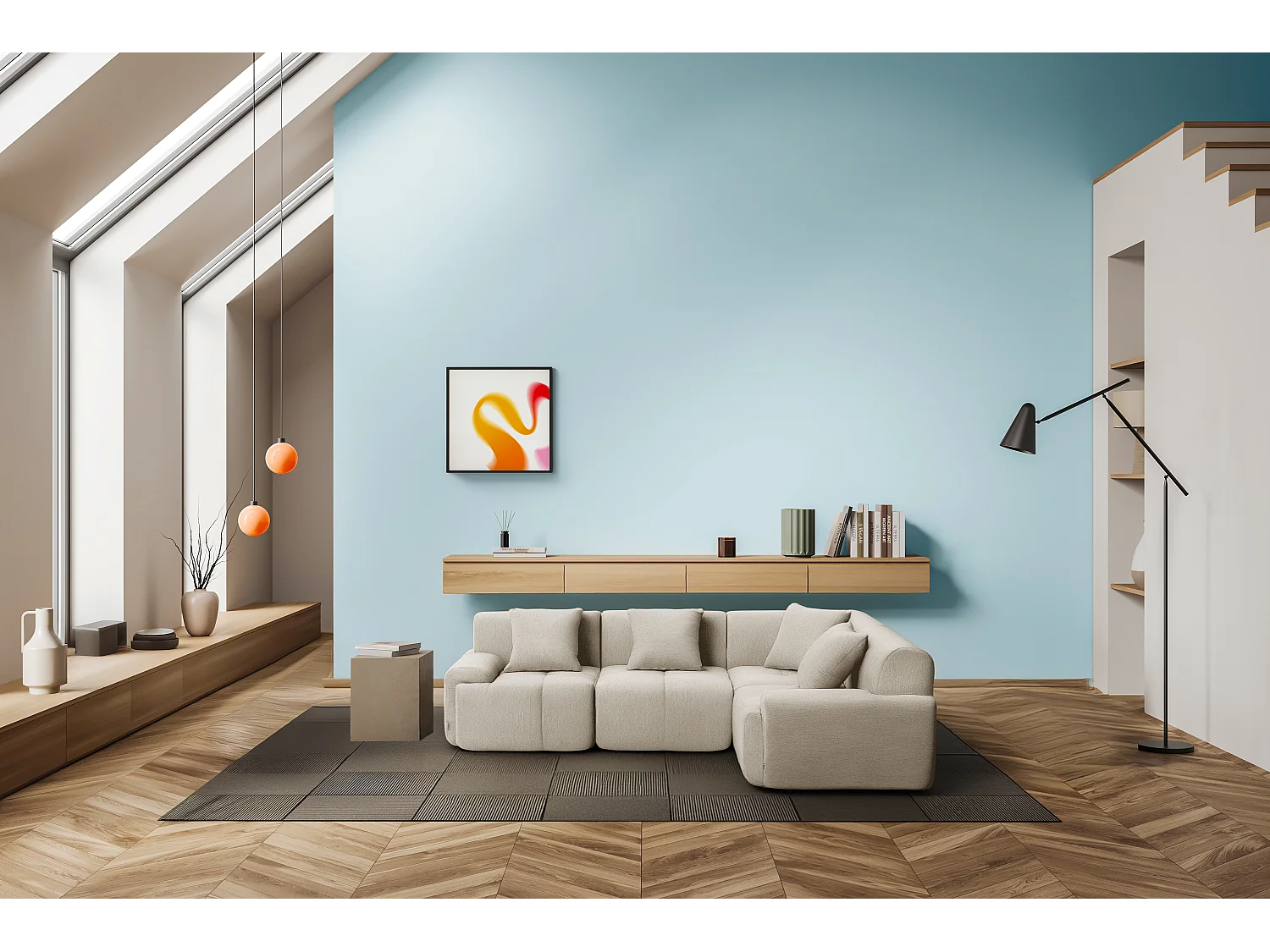 Canapé d'angle modulaire MILYSOFA SOFAMOUS 4 places Tissu chenille Blanc ivoire