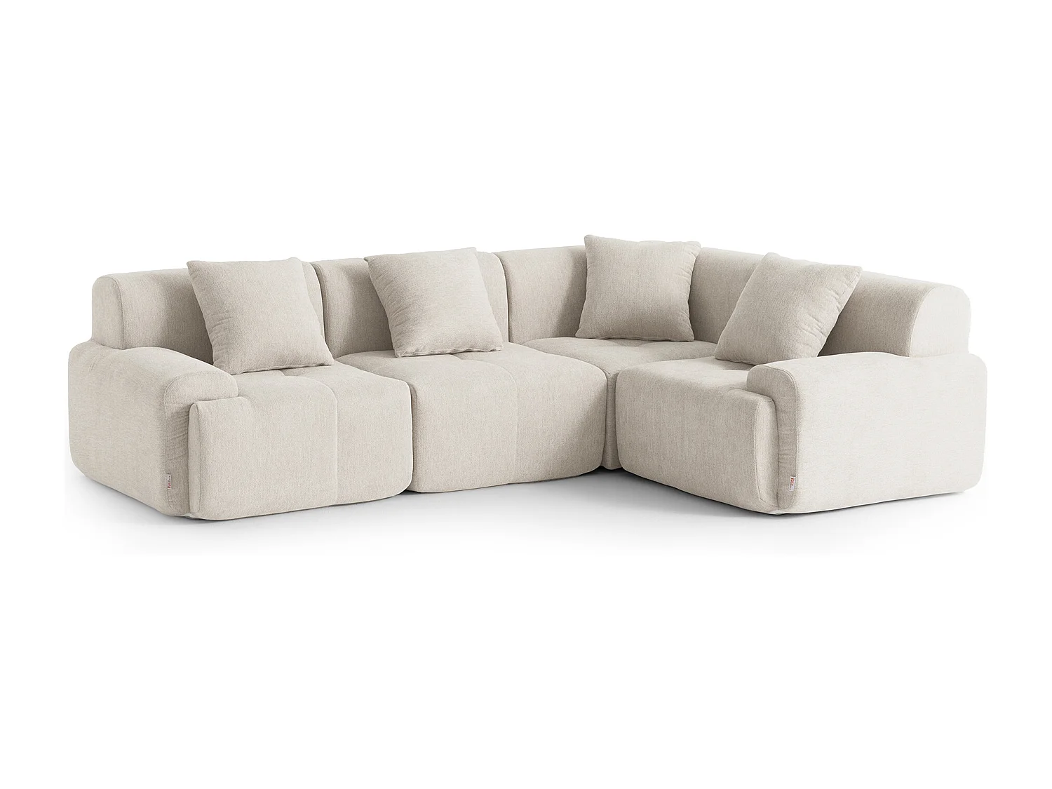 Canapé d'angle modulaire MILYSOFA SOFAMOUS 4 places Tissu chenille Blanc ivoire