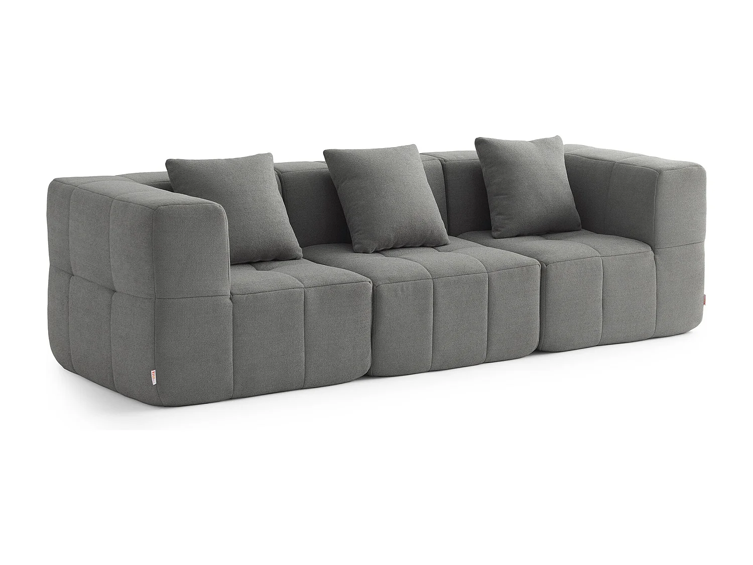 Canapé droit modulaire MILYSOFA SOFABULOUS 3 places Tissu fine bouclette Gris nuage
