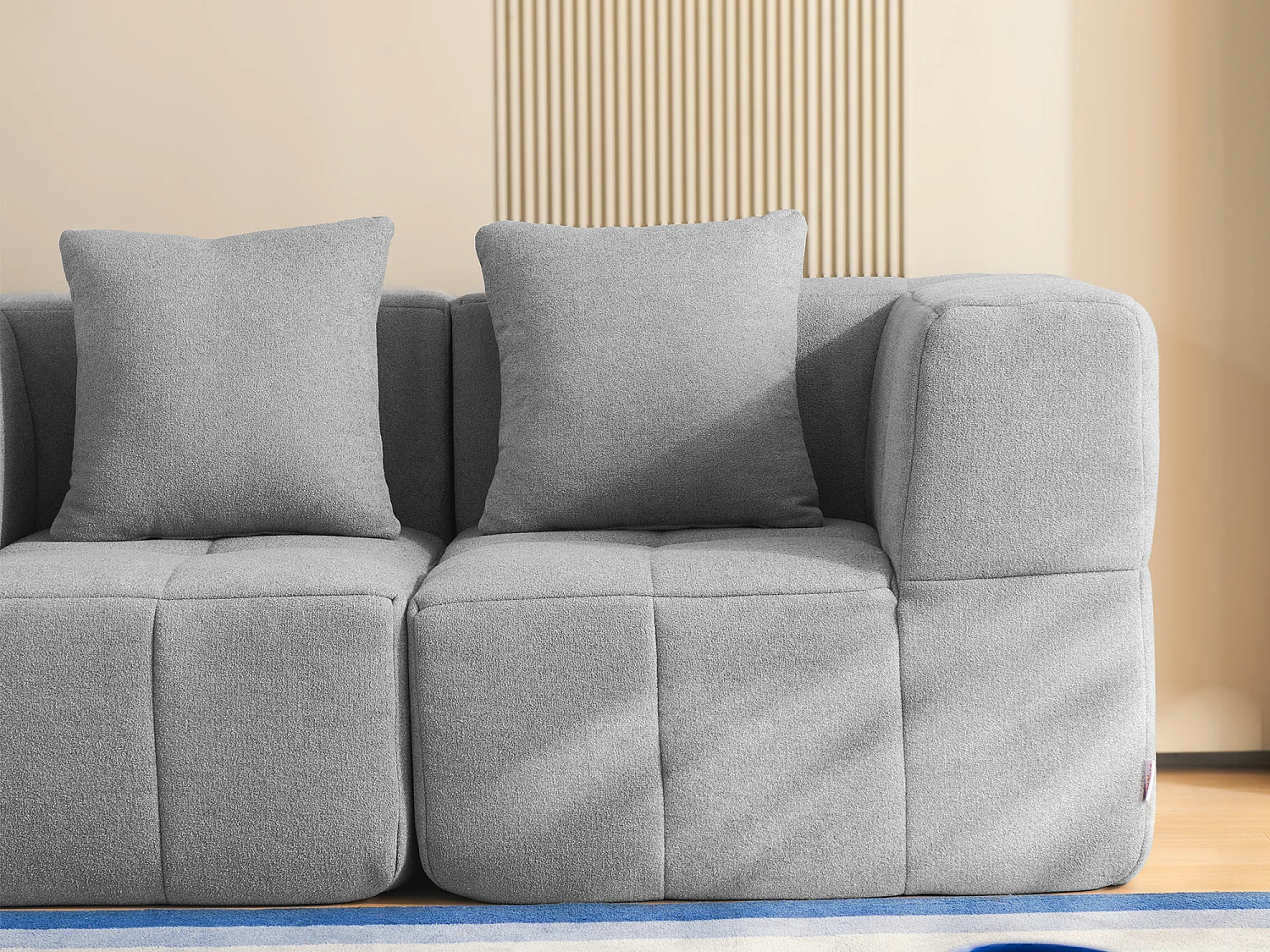 Canapé droit modulaire MILYSOFA SOFABULOUS 3 places Tissu fine bouclette Gris nuage