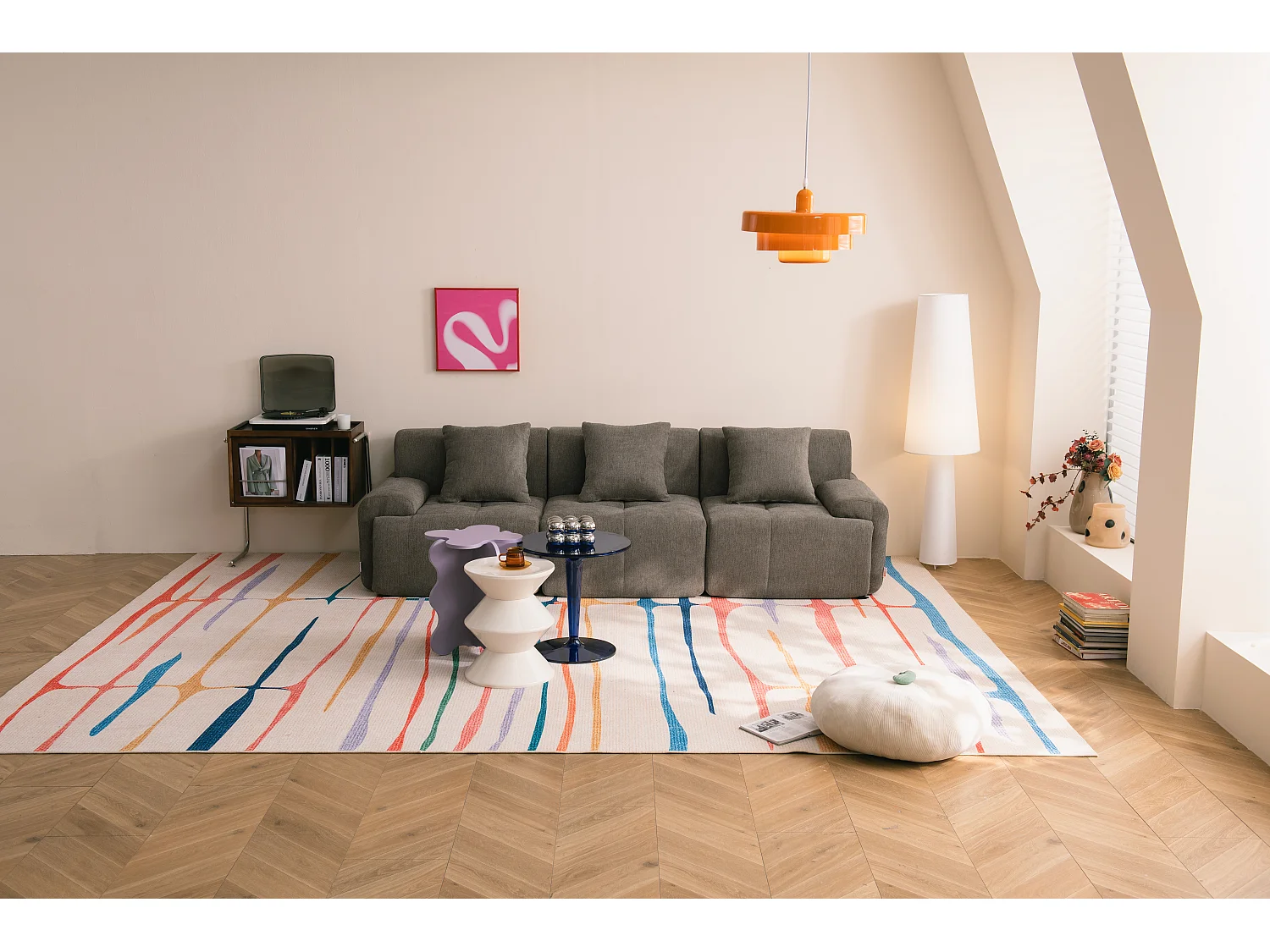 Canapé droit modulaire MILYSOFA SOFAMOUS 3 places Tissu chenille Brun cendré