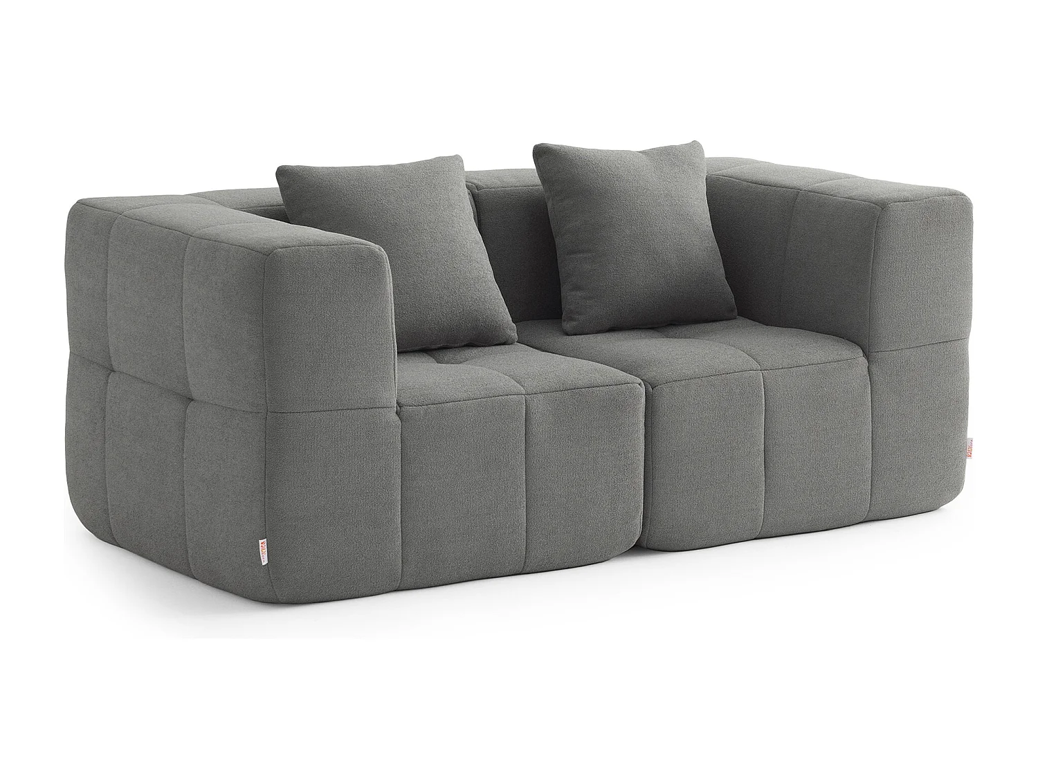 Canapé droit modulaire MILYSOFA SOFABULOUS 2 places Tissu fine bouclette Gris nuage