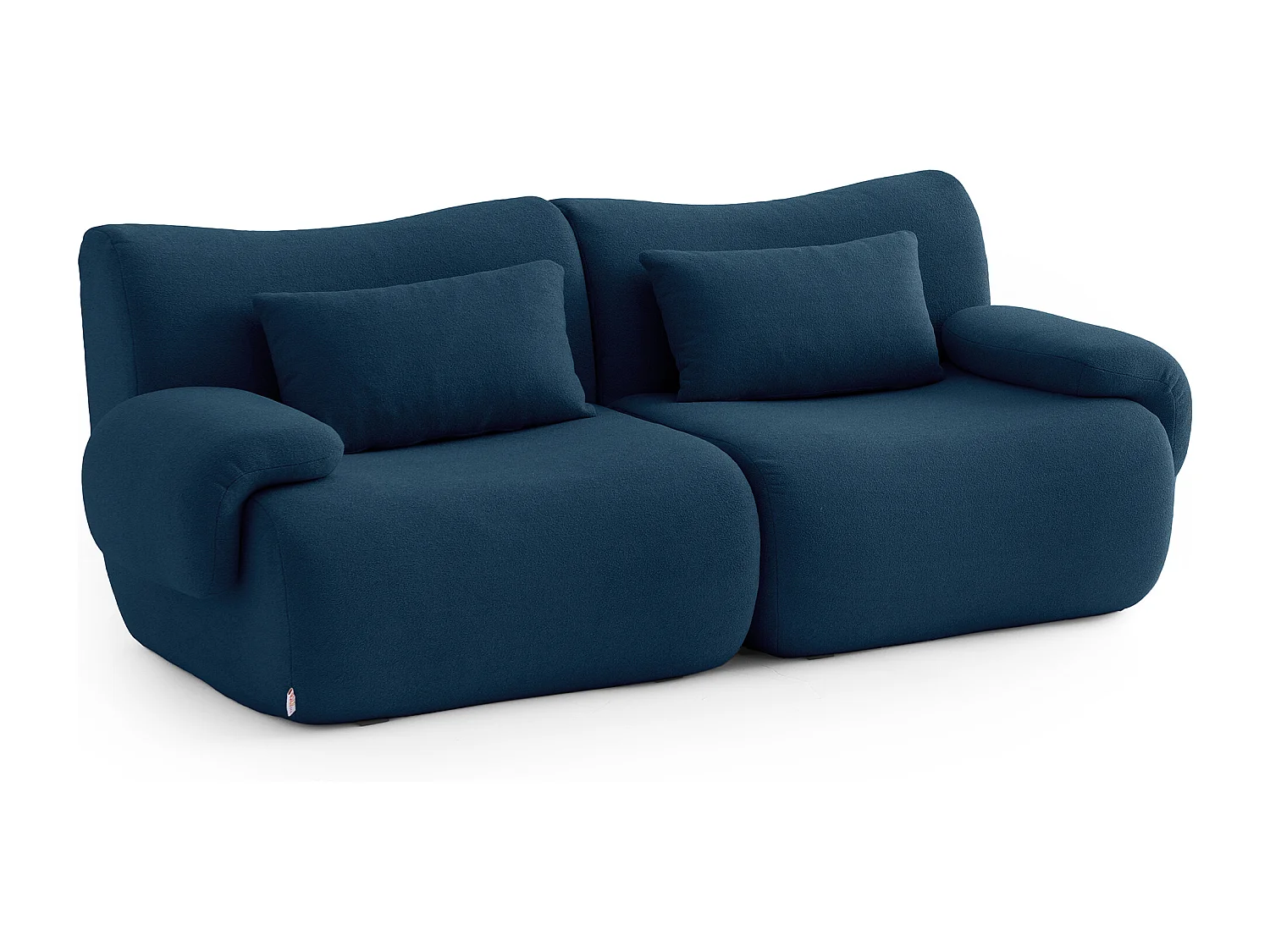 Canapé droit modulaire MILYSOFA SOFATIME 2 places Tissu fine bouclette Bleu profond