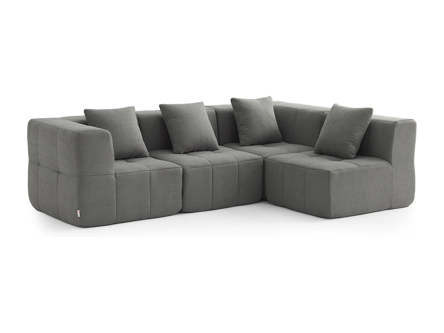 Canapé d'angle modulaire MILYSOFA SOFABULOUS 4 places Tissu fine bouclette Gris nuage