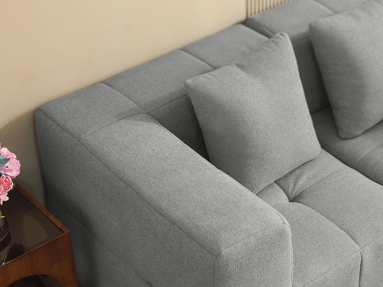 Canapé d'angle modulaire MILYSOFA SOFABULOUS 4 places Tissu fine bouclette Gris nuage