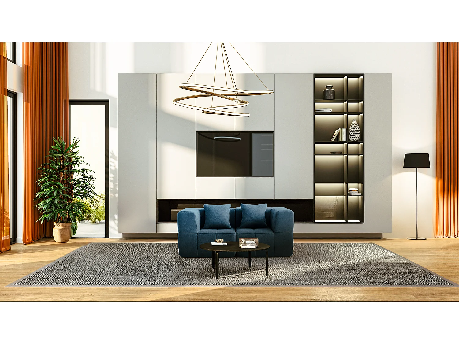 Canapé droit modulaire MILYSOFA SOFABULOUS 2 places Tissu fine bouclette Bleu profond