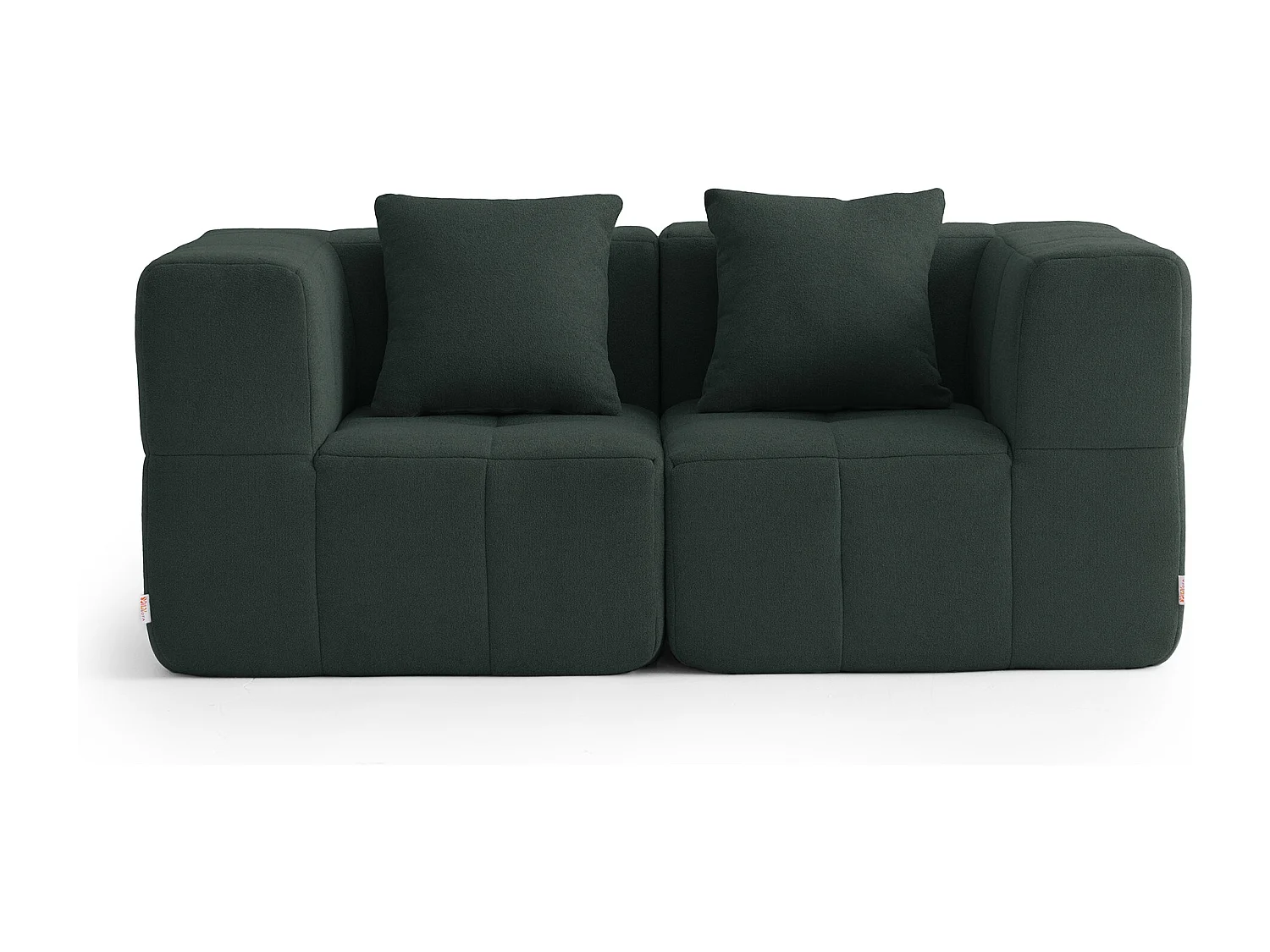 Canapé droit modulaire MILYSOFA SOFABULOUS 2 places Tissu fine bouclette Vert foret