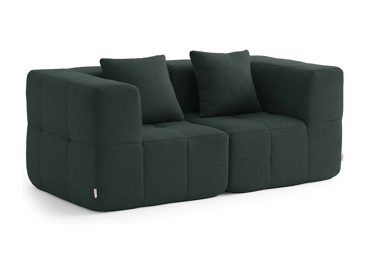 Canapé droit modulaire MILYSOFA SOFABULOUS 2 places Tissu fine bouclette Vert foret