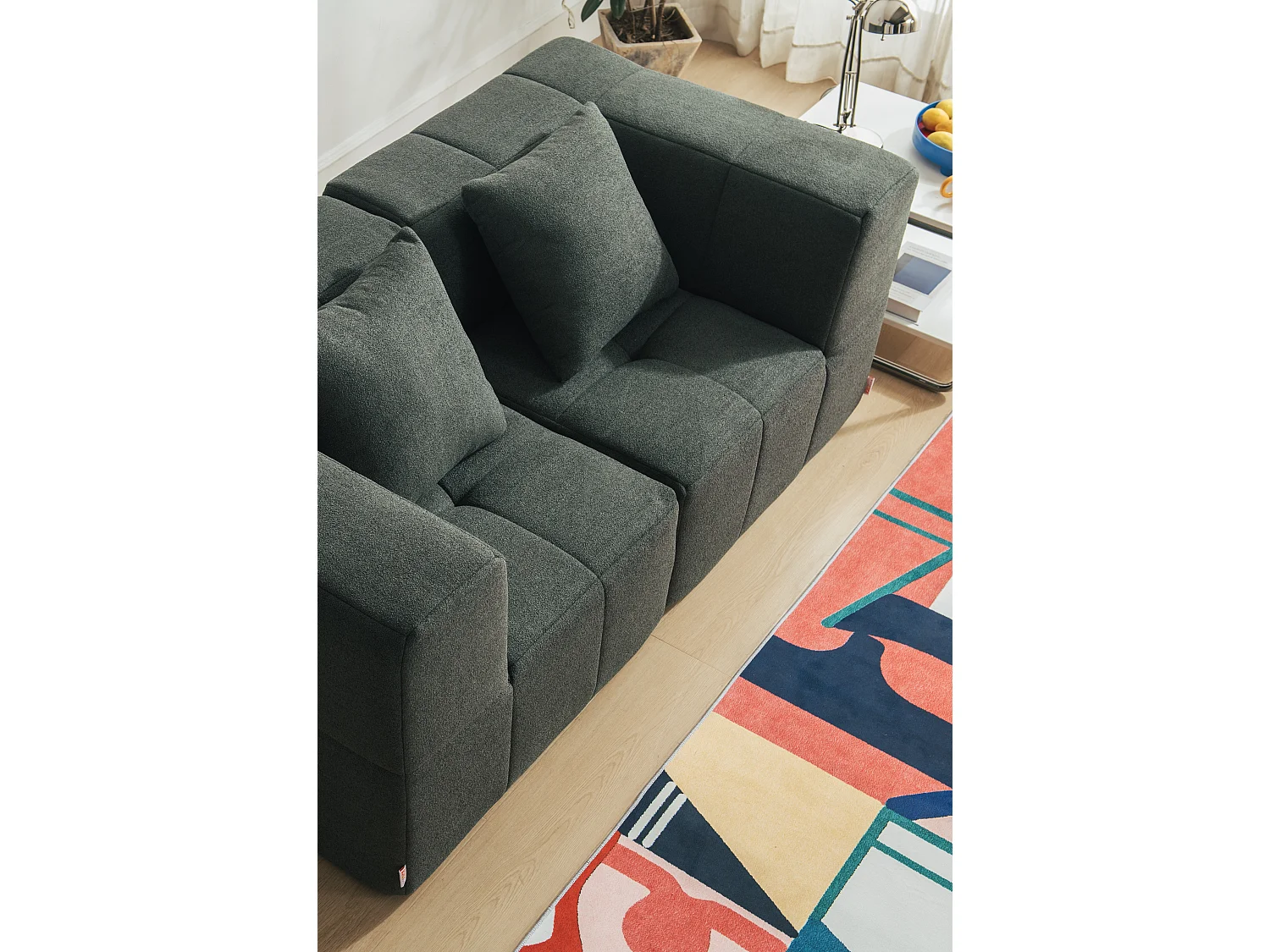 Canapé droit modulaire MILYSOFA SOFABULOUS 2 places Tissu fine bouclette Vert foret