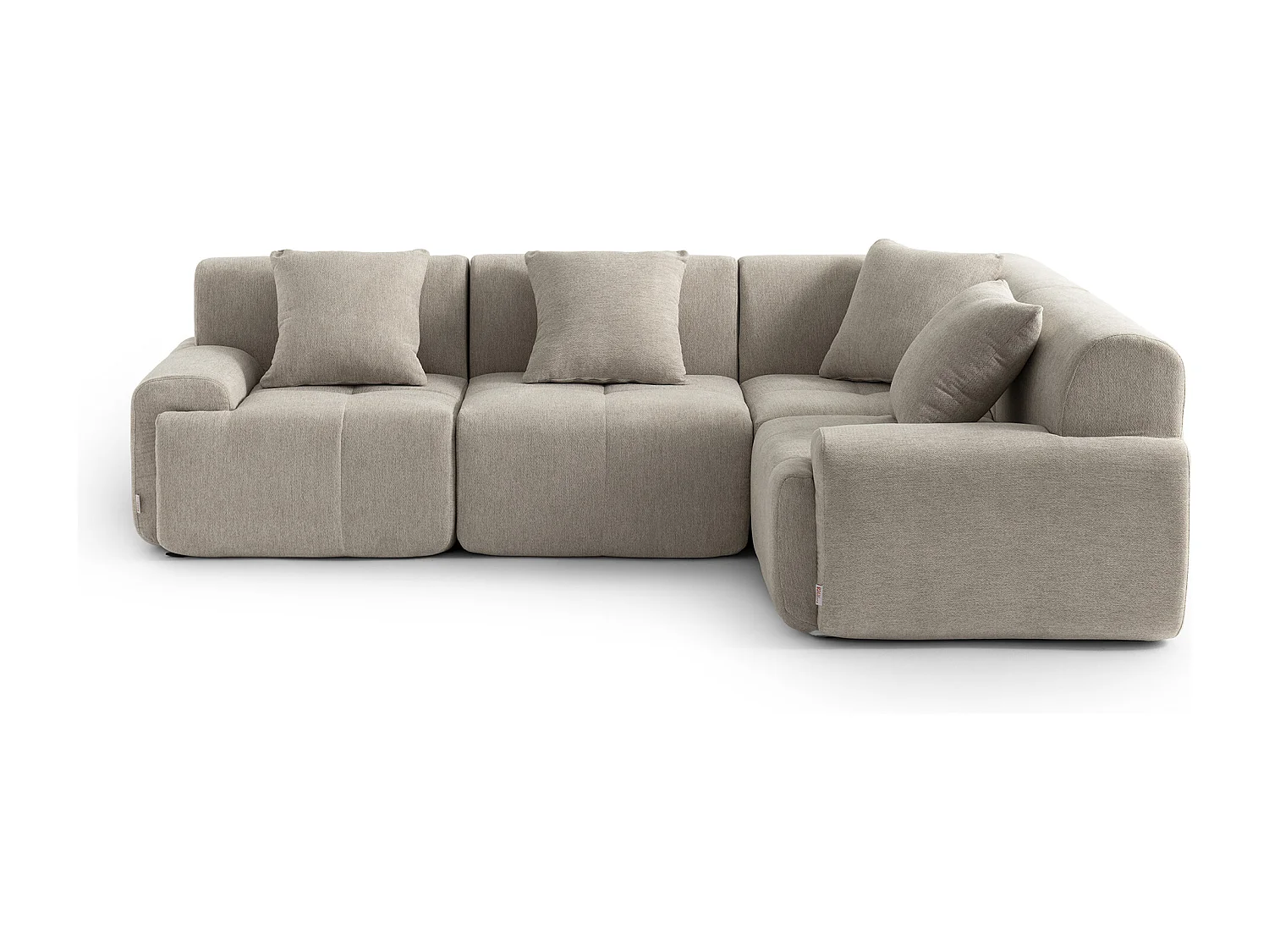 Canapé d'angle modulaire MILYSOFA SOFAMOUS 4 places avec méridienne Tissu chenille Beige sable