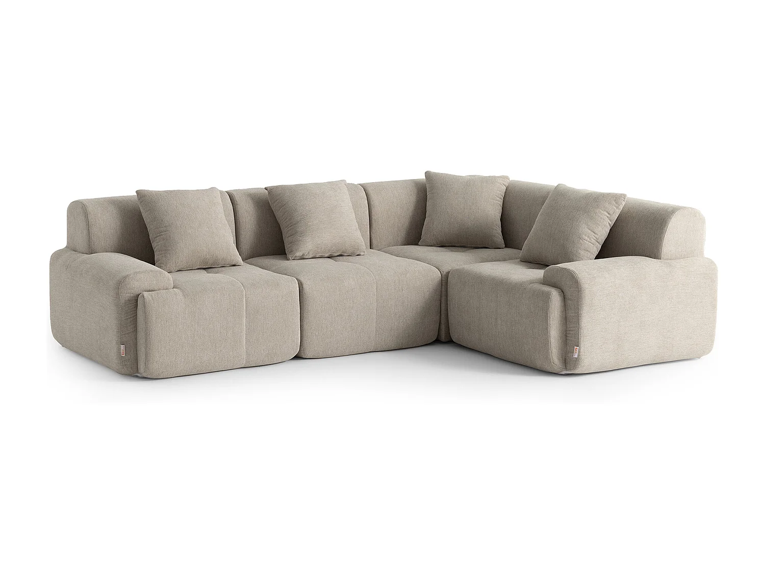 Canapé d'angle modulaire MILYSOFA SOFAMOUS 4 places avec méridienne Tissu chenille Beige sable
