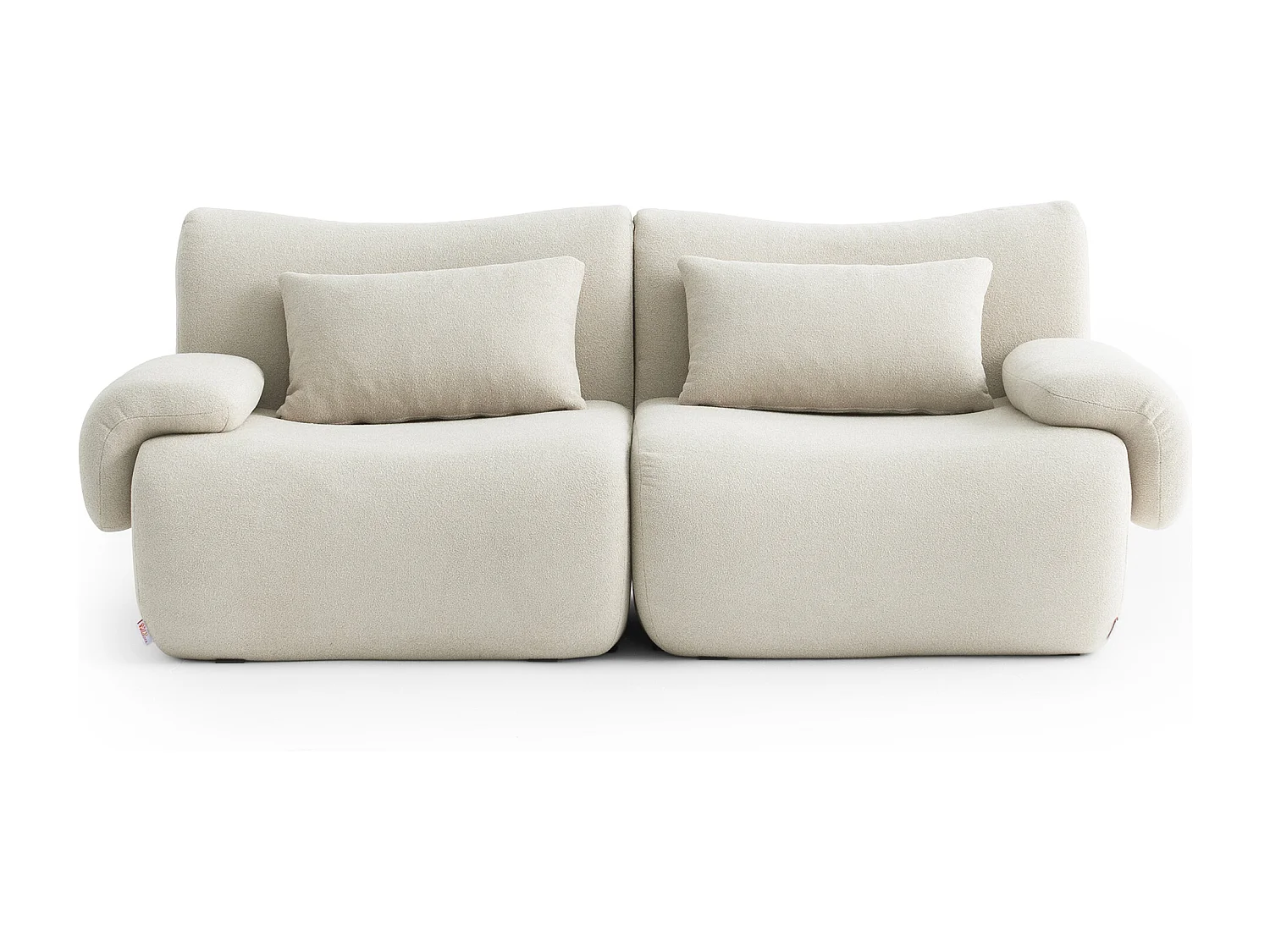 Canapé droit modulaire MILYSOFA SOFATIME 2 places Tissu fine bouclette Beige crème