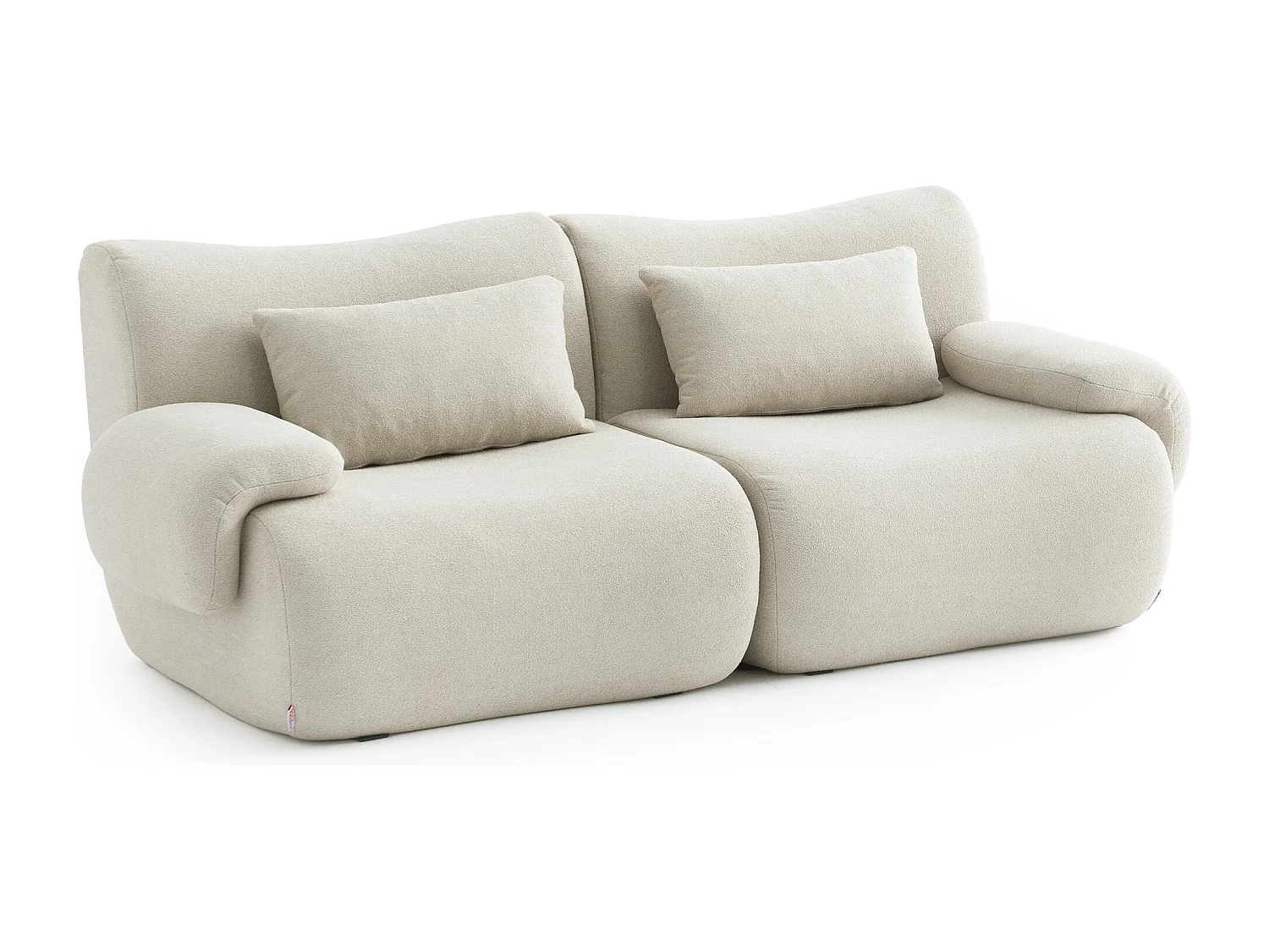 Canapé droit modulaire MILYSOFA SOFATIME 2 places Tissu fine bouclette Beige crème