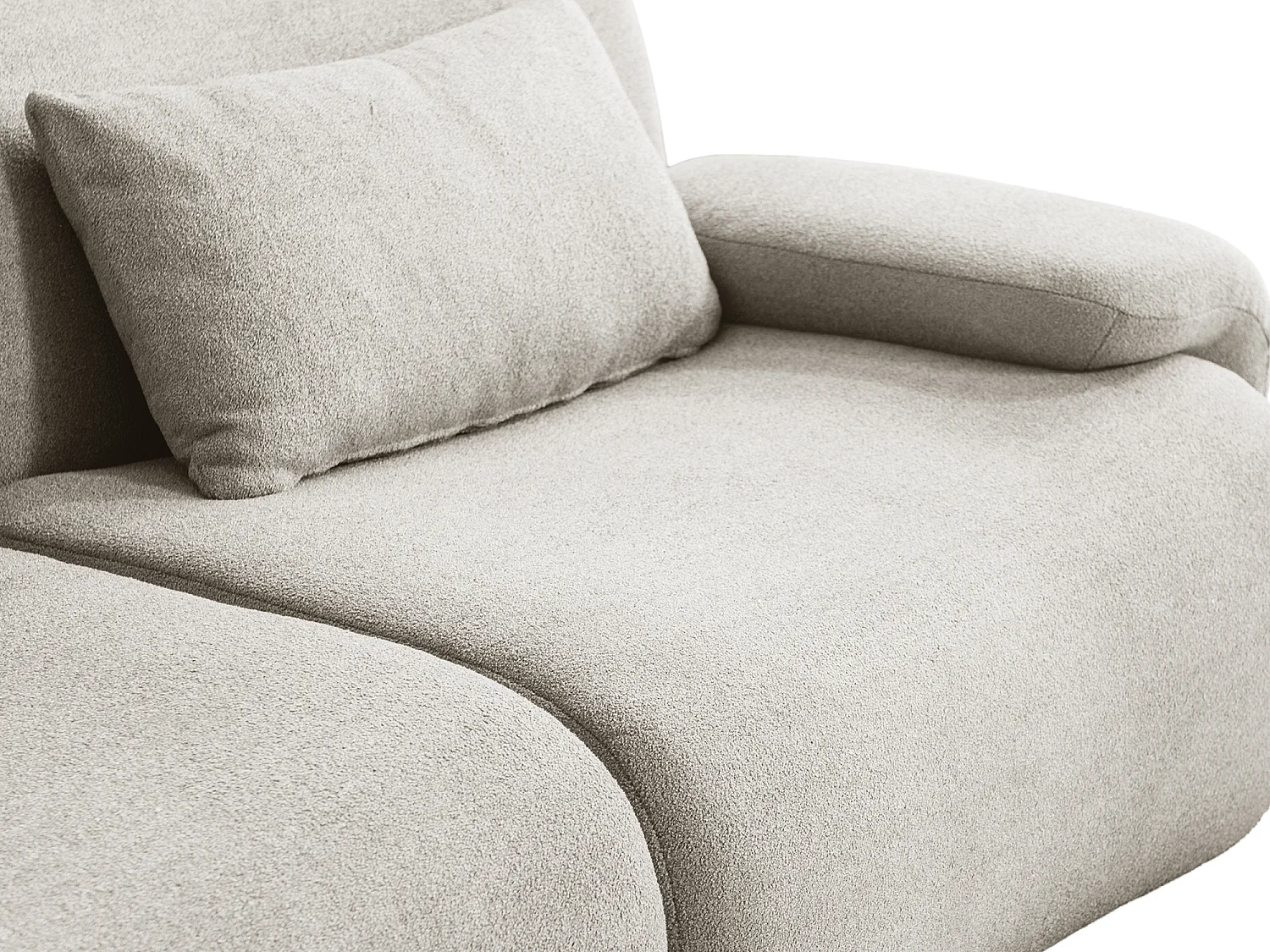 Canapé d'angle modulaire MILYSOFA SOFATIME 5 places avec méridienne Tissu fine bouclette Beige crème