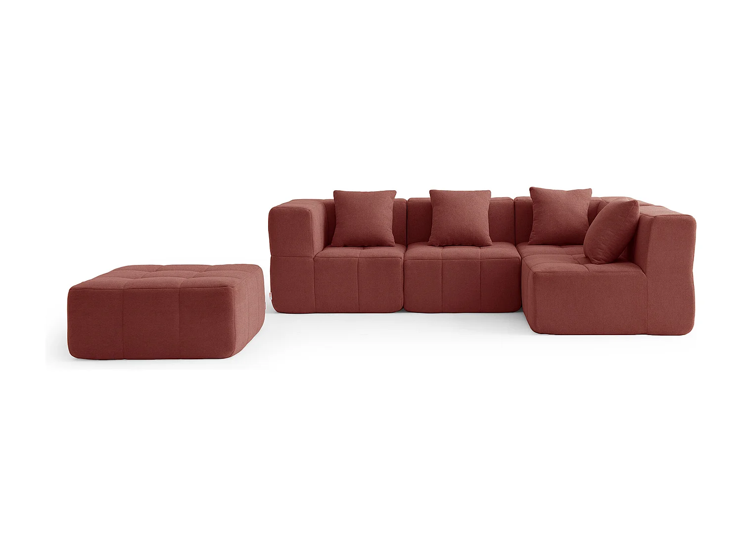 Canapé d'angle modulaire MILYSOFA SOFABULOUS 4 places avec méridienne tissu fine bouclette Rouge terracotta
