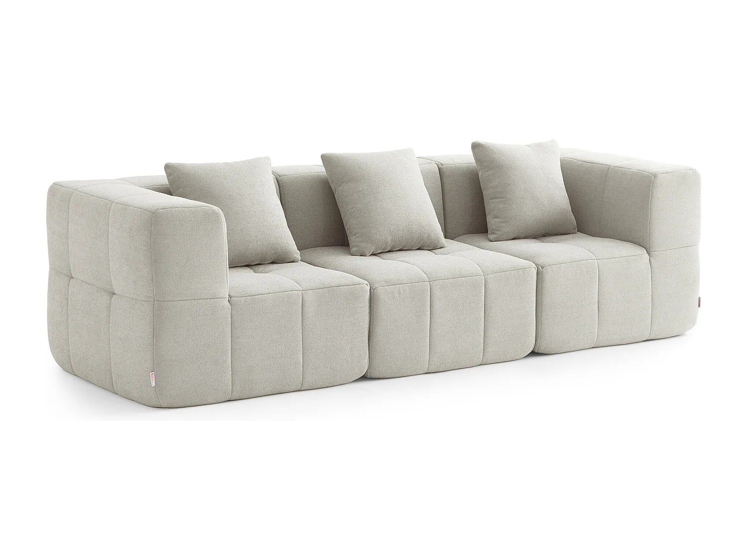 Canapé droit modulaire MILYSOFA SOFABULOUS 3 places Tissu fine bouclette Beige crème