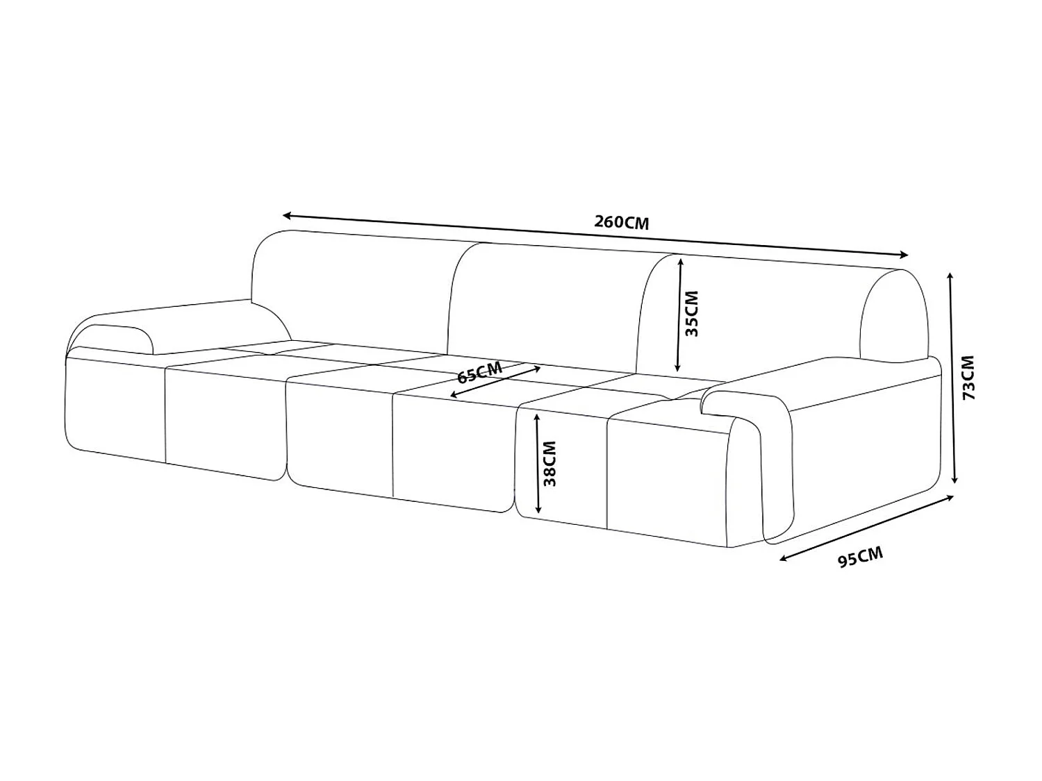 Modulaire rechte bank MILYSOFA SOFAMOUS 3-zits chenille stof mineraalgrijs