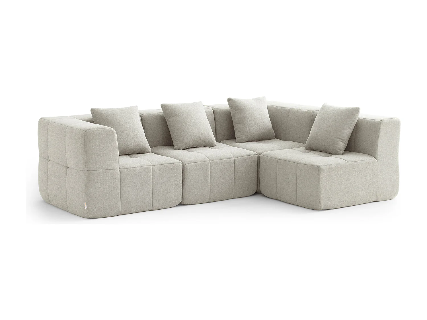 Canapé d'angle modulaire MILYSOFA SOFABULOUS 4 places Tissu fine bouclette Beige crème