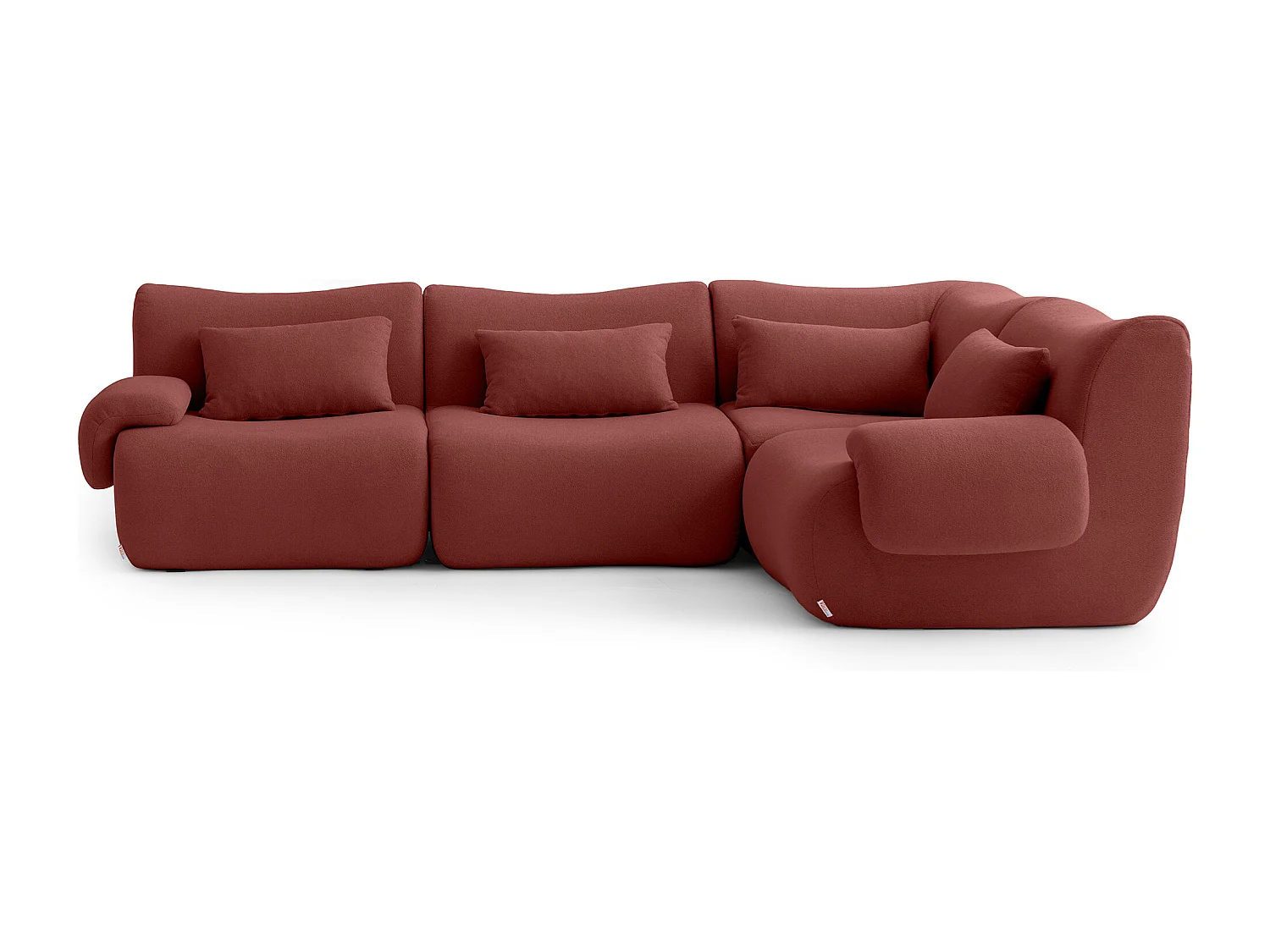 Canapé d'angle modulaire MILYSOFA SOFATIME 4 places Tissu fine bouclette Rouge terracotta