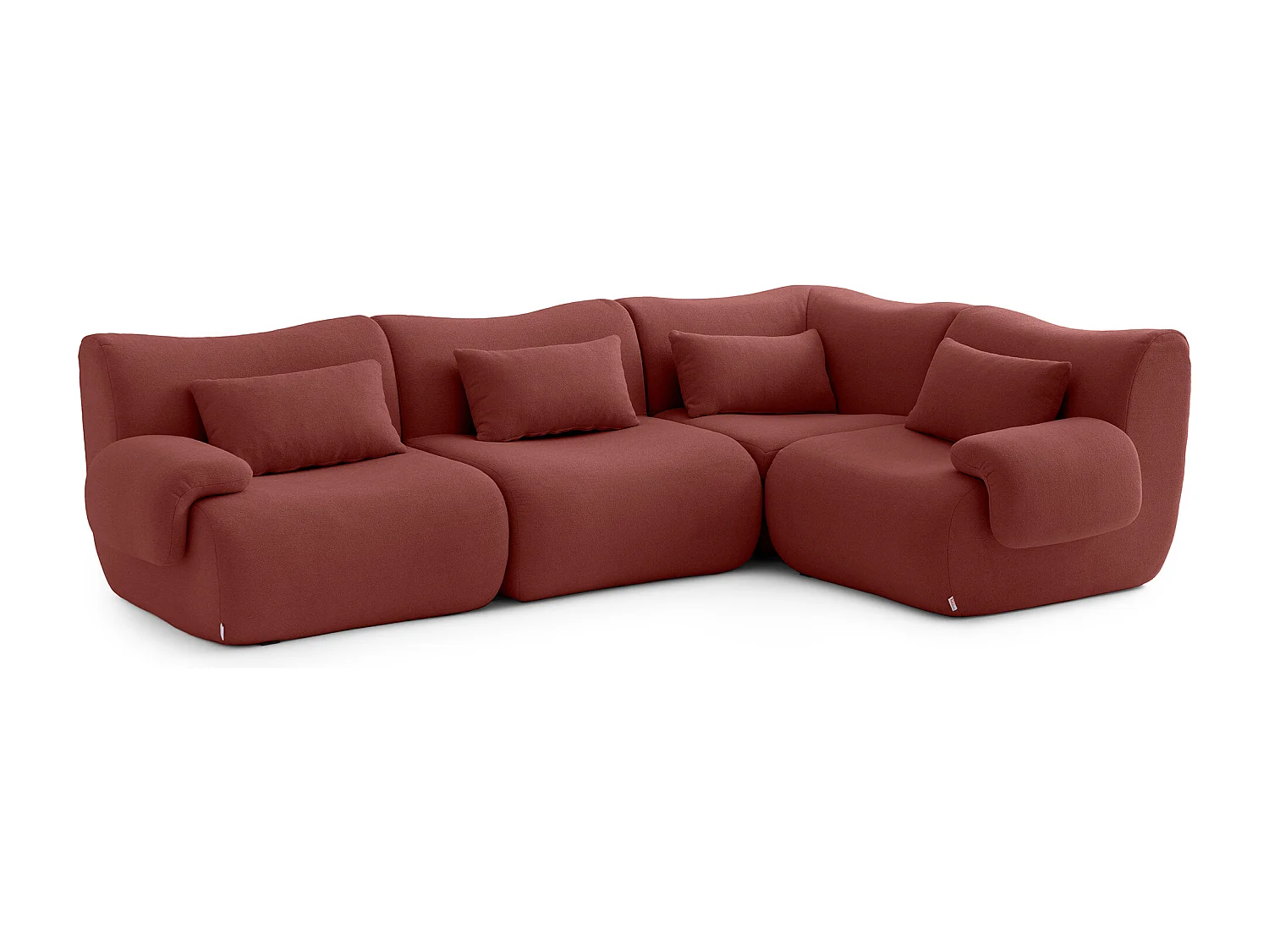 Canapé d'angle modulaire MILYSOFA SOFATIME 4 places Tissu fine bouclette Rouge terracotta