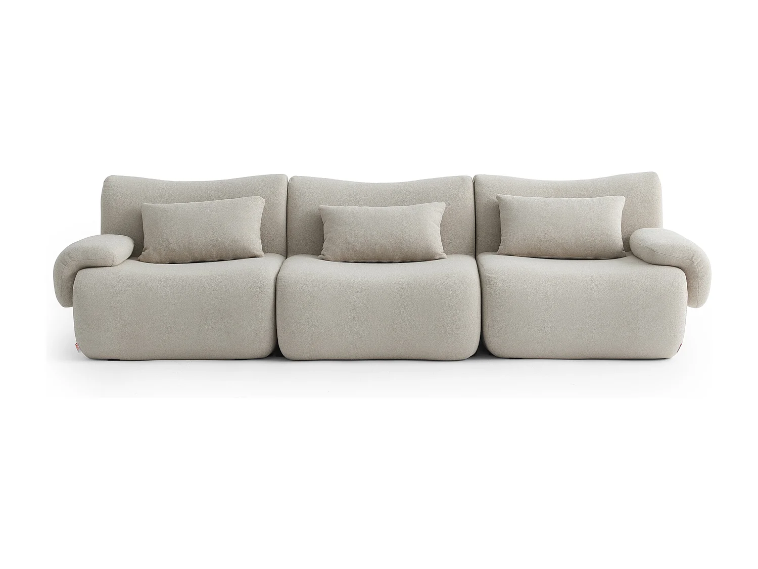 Canapé droit modulaire MILYSOFA SOFATIME 3 places Tissu fine bouclette Beige pierre