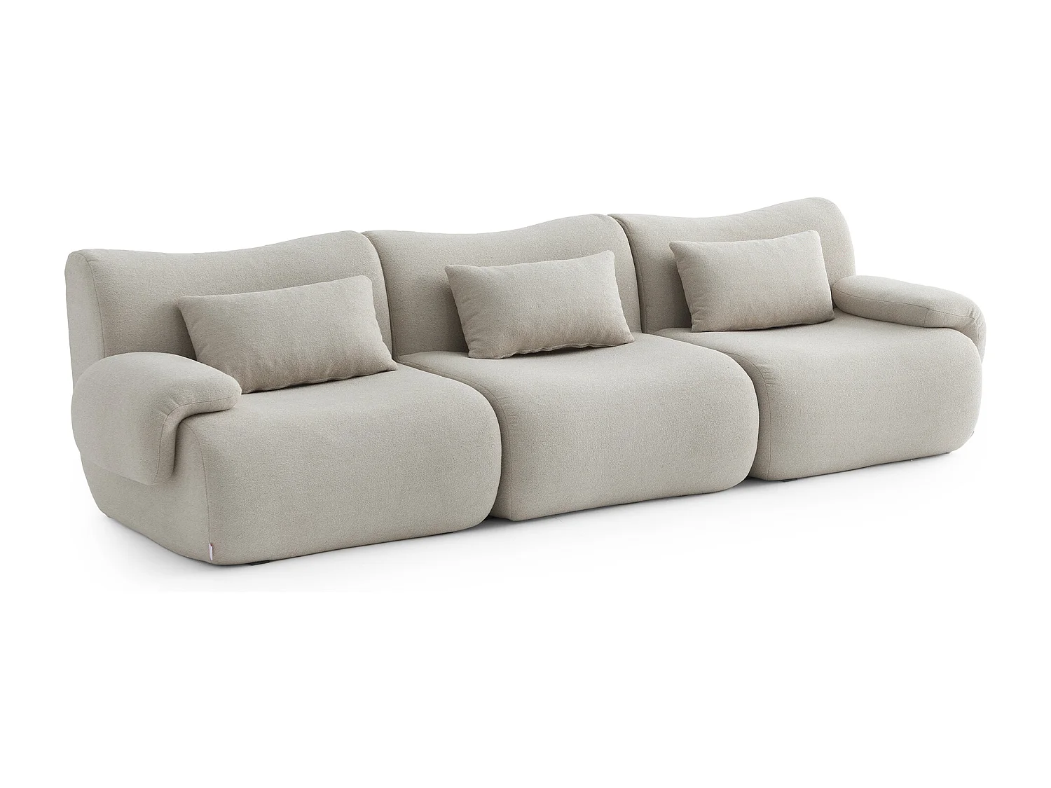 Canapé droit modulaire MILYSOFA SOFATIME 3 places Tissu fine bouclette Beige pierre