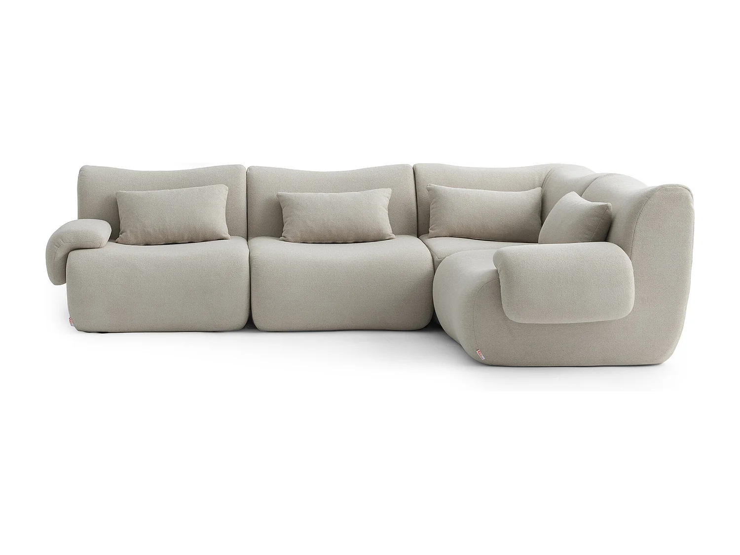 Canapé d'angle modulaire MILYSOFA SOFATIME 4 places Tissu fine bouclette Beige pierre