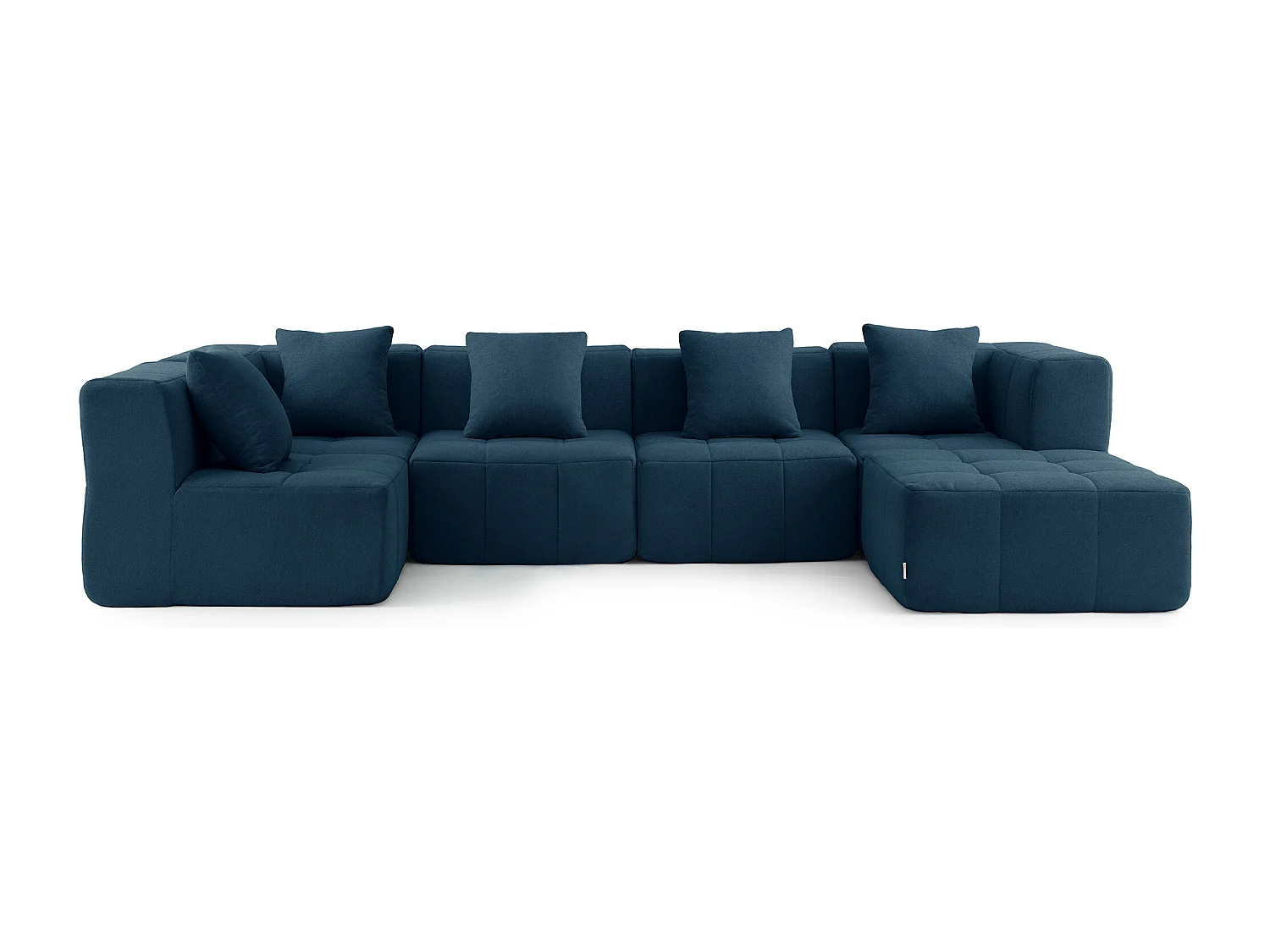 Canapé d'angle modulaire MILYSOFA SOFABULOUS 5 places avec méridienne Tissu fine bouclette Bleu profond