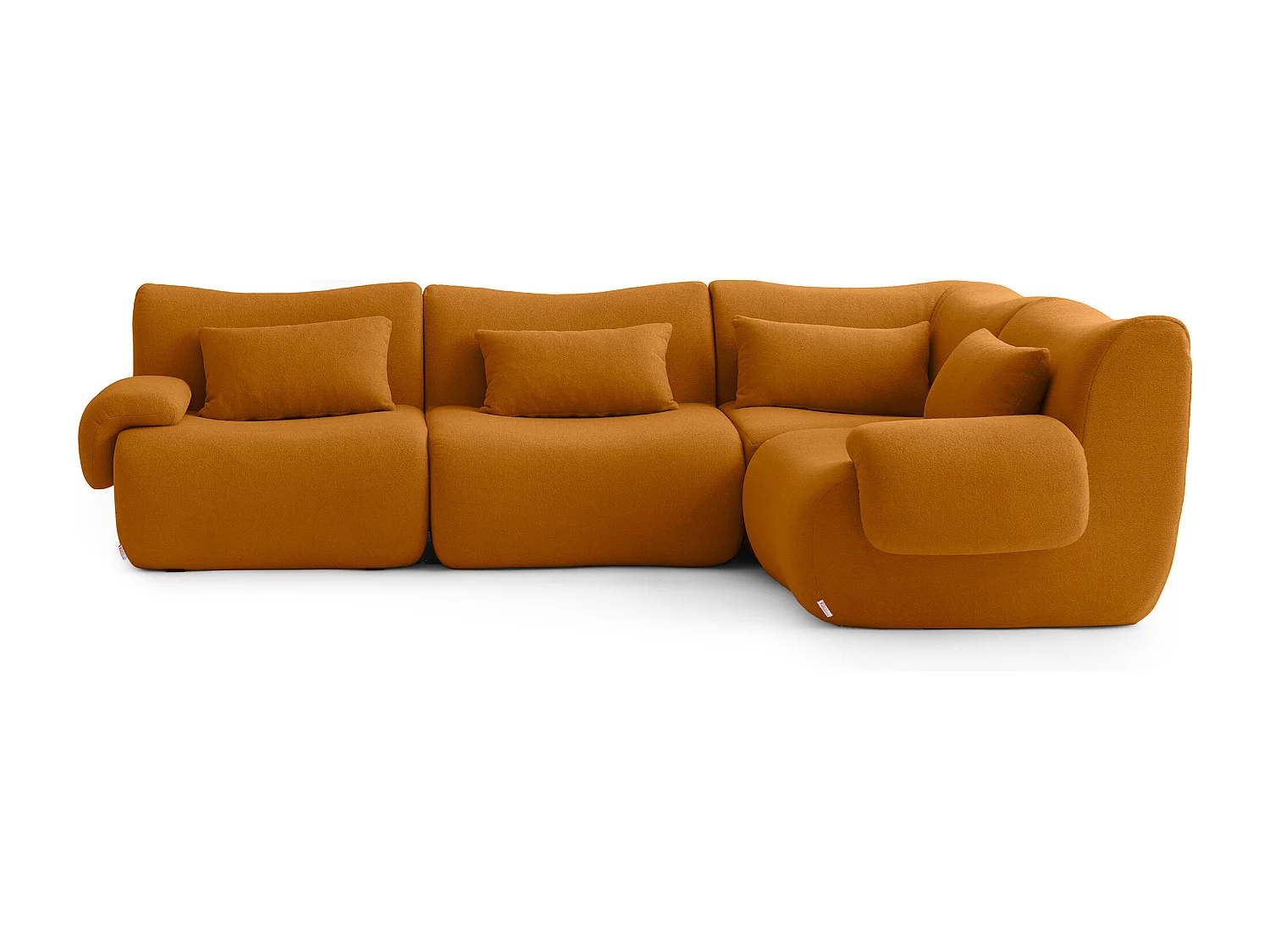 Canapé d'angle modulaire MILYSOFA SOFATIME 4 places Tissu fine bouclette Brun cannelle