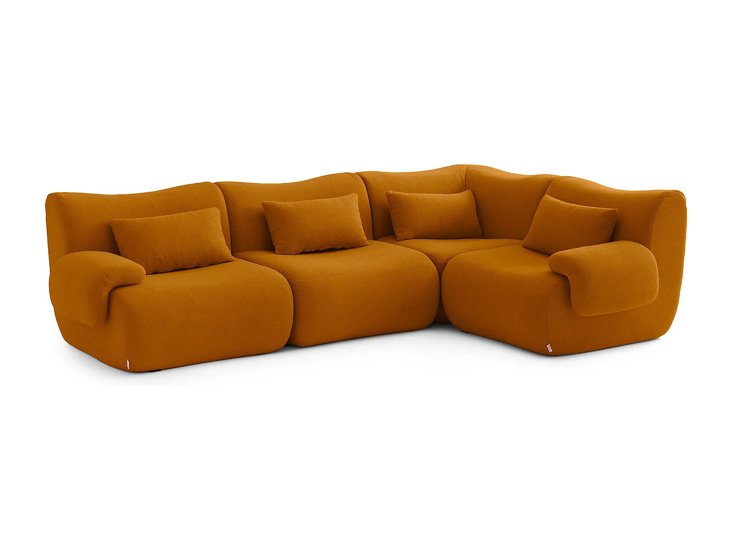 Canapé d'angle modulaire MILYSOFA SOFATIME 4 places Tissu fine bouclette Brun cannelle