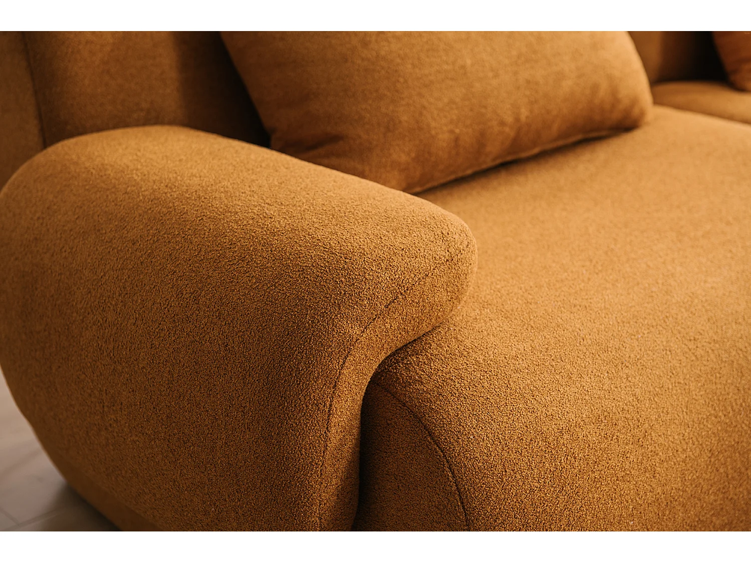 Canapé d'angle modulaire MILYSOFA SOFATIME 4 places Tissu fine bouclette Brun cannelle